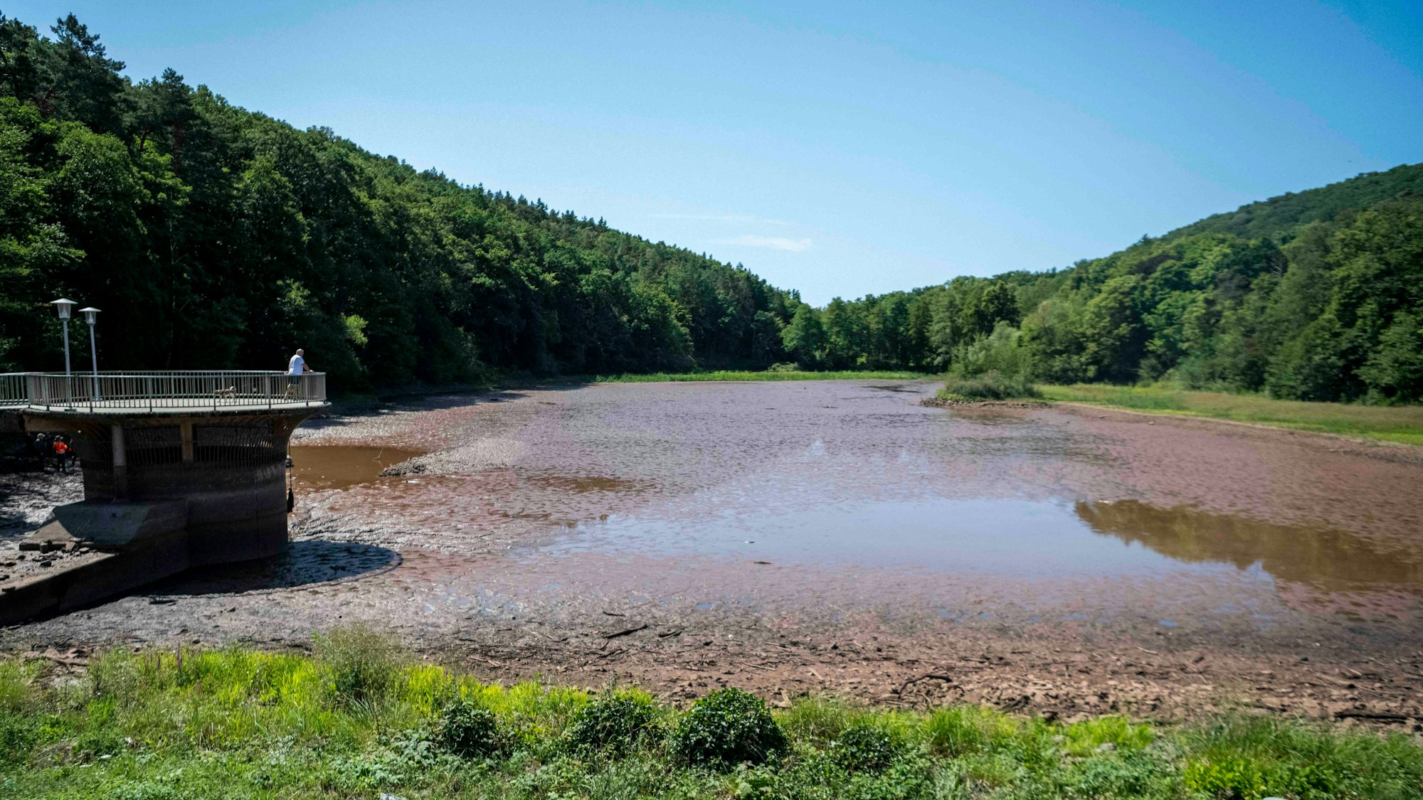 Der Mühlensee in Mechernich-Kommern ist nahezu trocken.