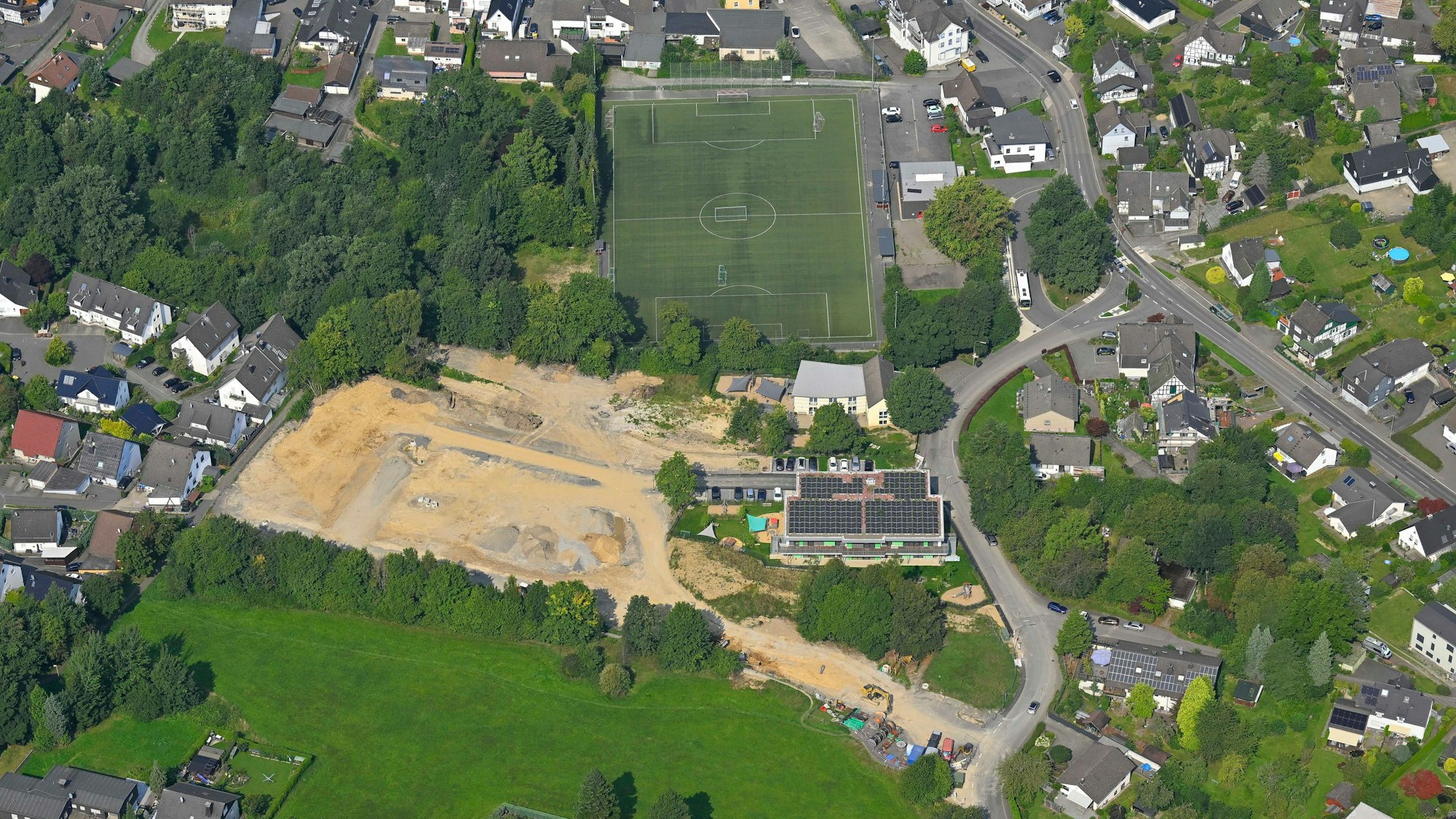 Luftbild vom Neubaugebiet in Gummersbach-Strombach.