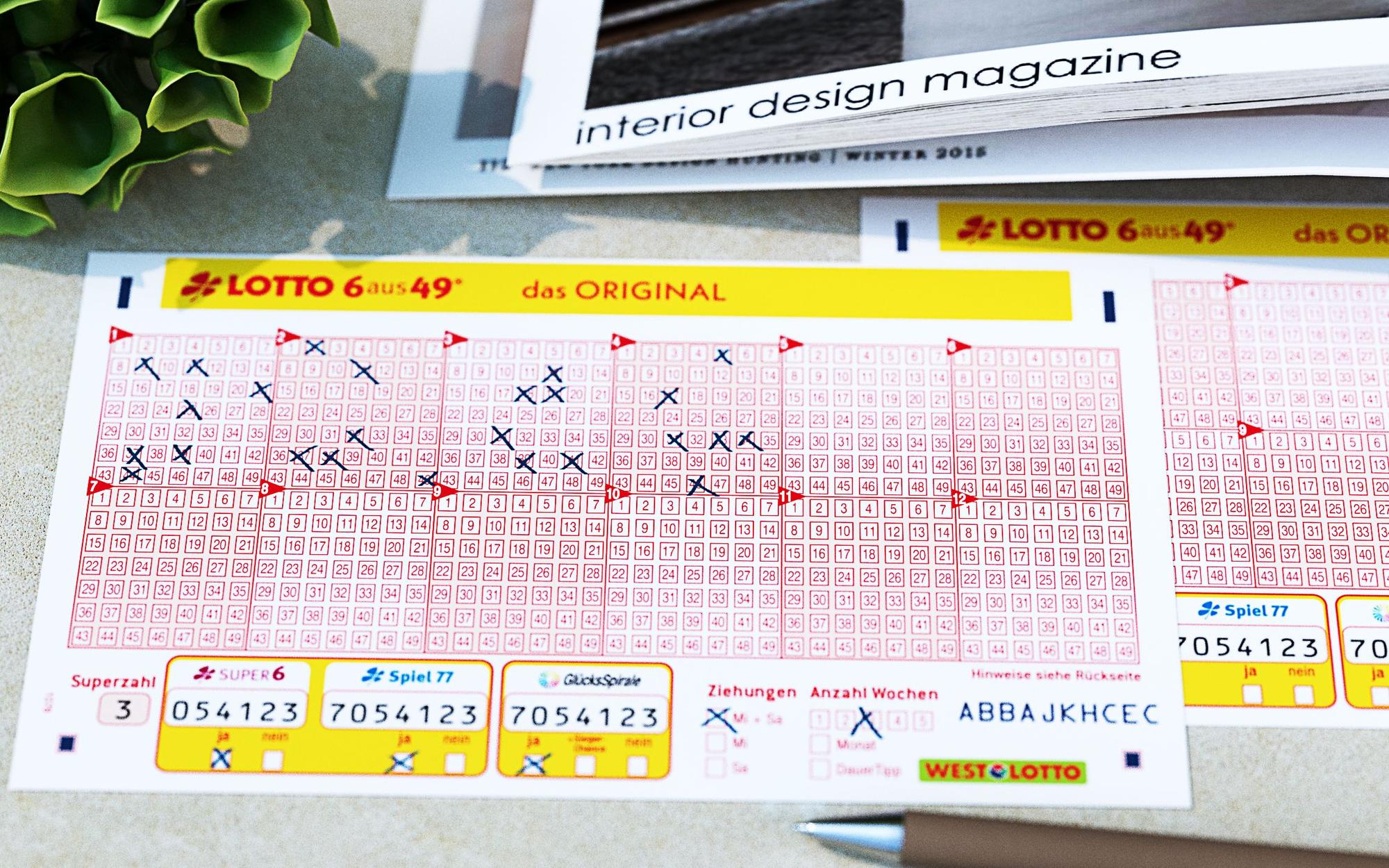 Lotto 6aus49 Spielschein.