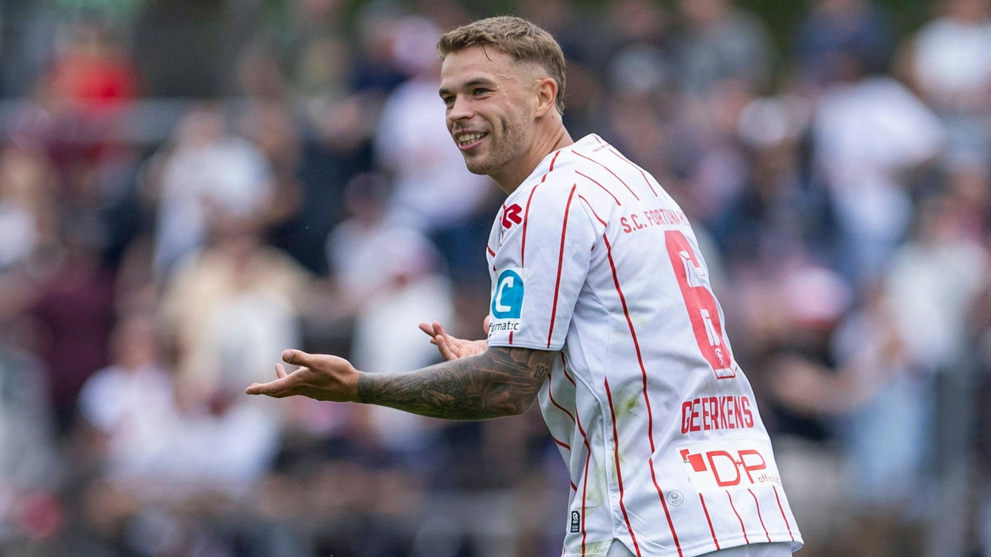 Regionalliga West: Fortuna Köln - Rot-Weiß Oberhausen, 16.08.2025 Tom Geerkens Fortuna Köln, 6. Regionalliga West, Fortuna Köln - Rot-Weiß Oberhausen, 4. Spieltag, am 16.08.2025, Südstadion, Köln *** Regionalliga West Fortuna Köln Rot Weiß Oberhausen, 16 08 2025 Tom Geerkens Fortuna Köln, 6 Regionalliga West, Fortuna Köln Rot Weiß Oberhausen, 4 Matchday, on 16 08 2025, Südstadion, Cologne Copyright: xBEAUTIFULxSPORTS/Meuselx