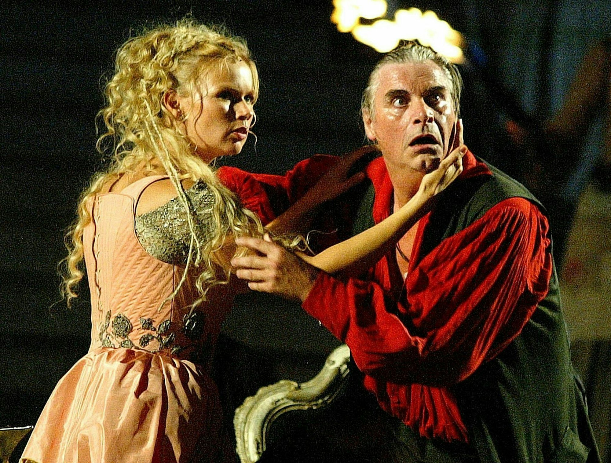 Peter Simonischek und Veronica Ferres bei einer «Jedermann»-Probe 2003.