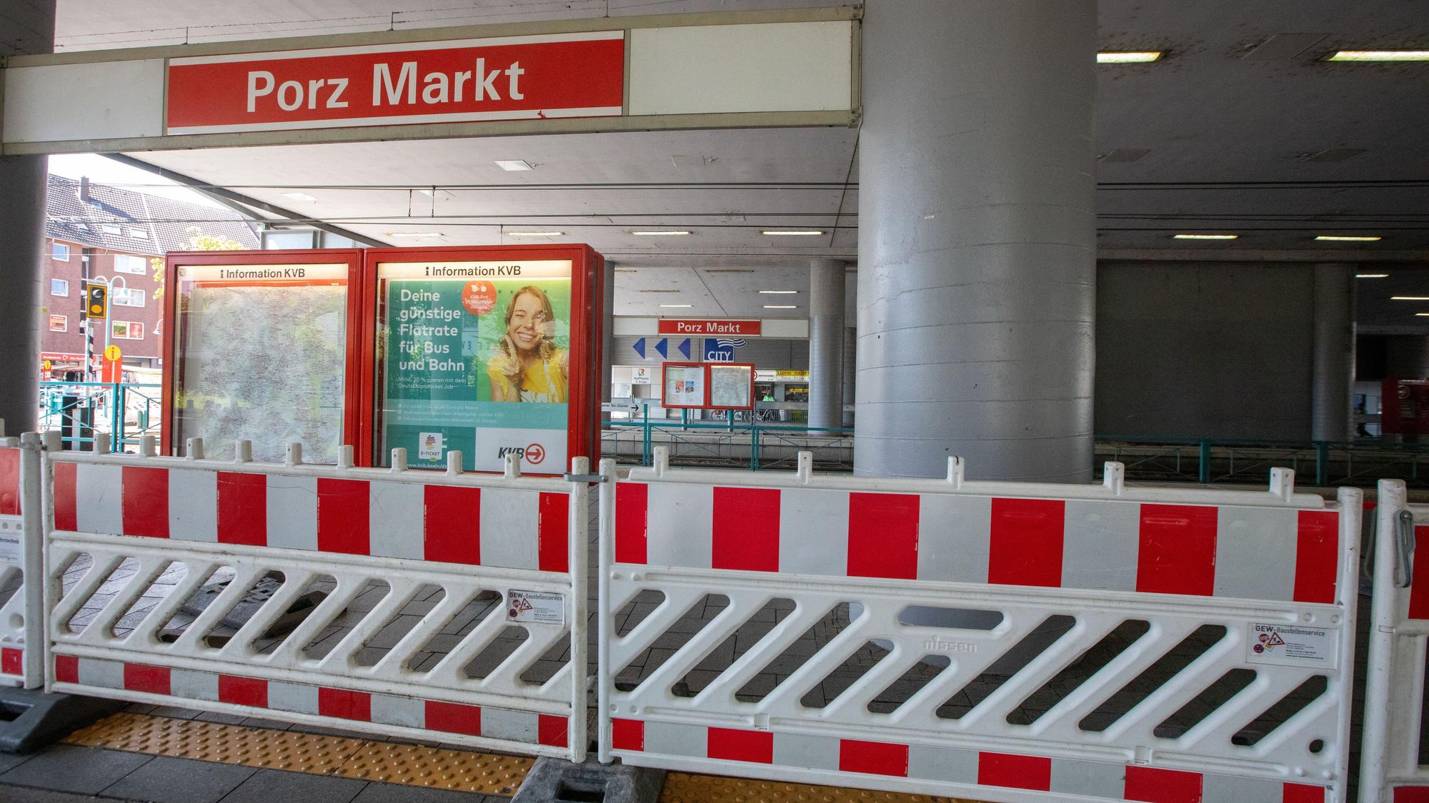 Seit Montagabend, 25. August 2025, ist der KVB-Halt „Porz Markt“ komplett gesperrt.