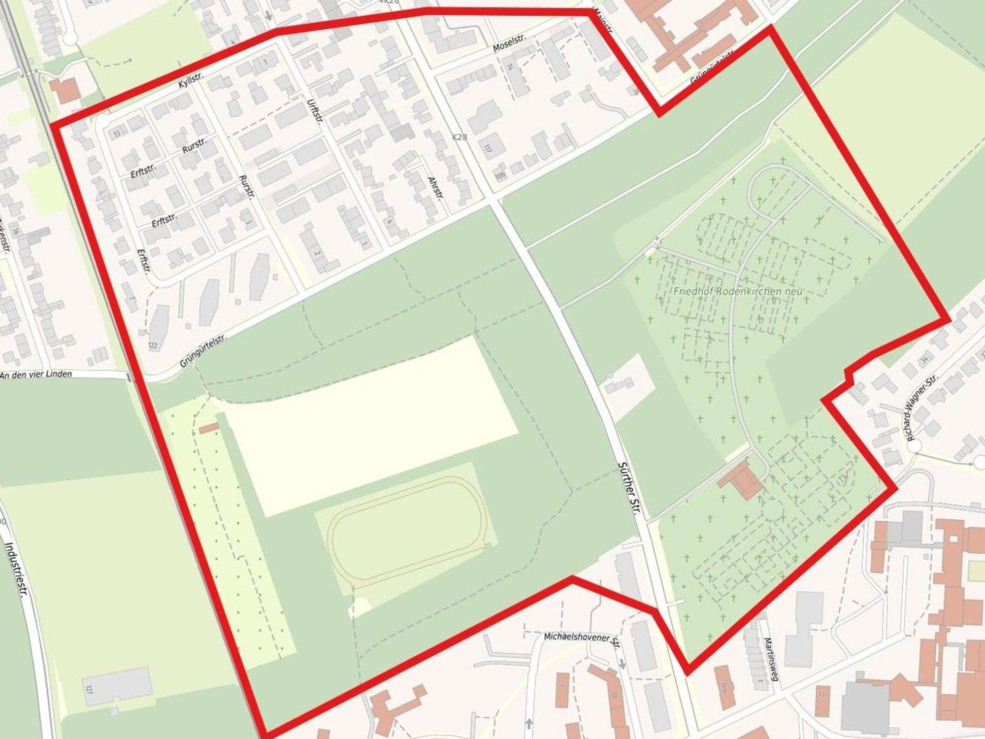 Der Evakuierungsradius nach dem Bombenfund in Köln-Rodenkirchen.