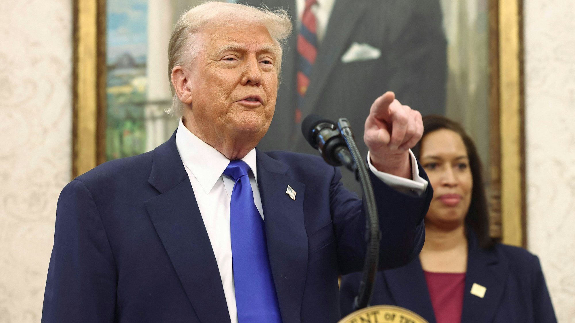 US-Präsident Donald Trump und seine Wahlrivalin Kamala Harris.