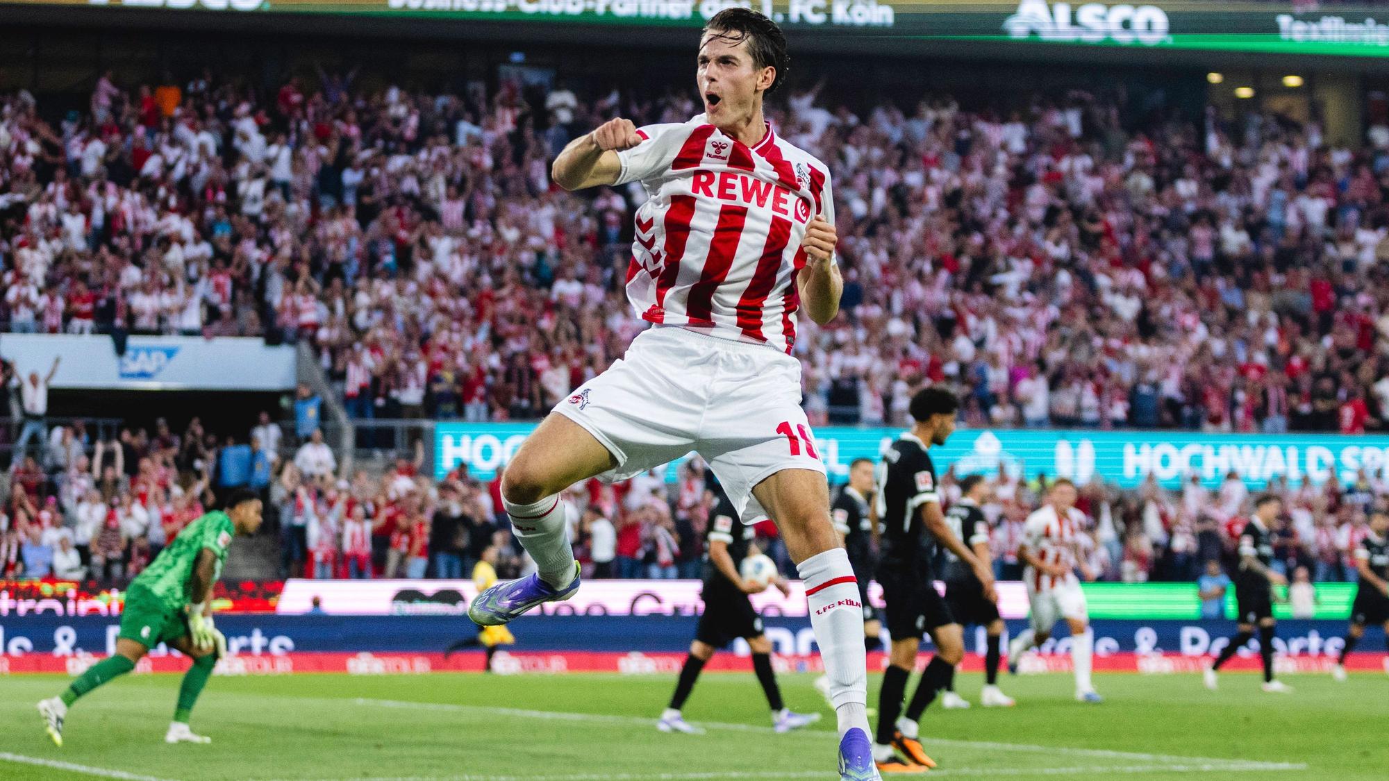 Köln, RheinEnergieStadion, 31.08.2025: Jakub Kaminski of Koeln celebrates scoring the 1:0 goal the 1.Bundesliga 1.FC Koeln vs. SC Freiburg. *** Köln, RheinEnergieStadion, 31 08 2025 Jakub Kaminski of Koeln celebrates scoring the 1 0 goal the 1 Bundesliga 1 FC Koeln vs SC Freiburg