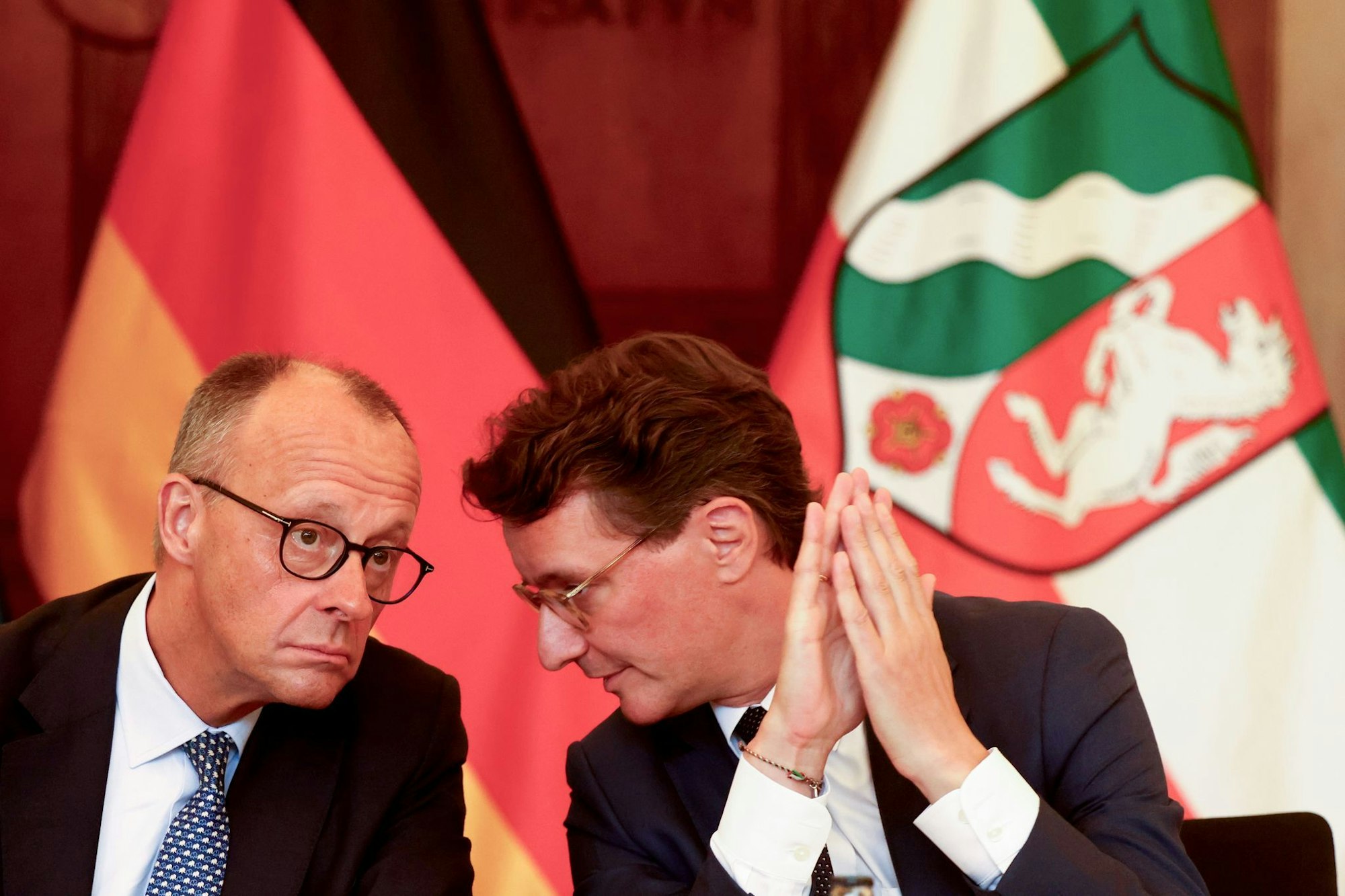 Bundeskanzler Merz bei seinem NRW-Antrittsbesuch in Münster.