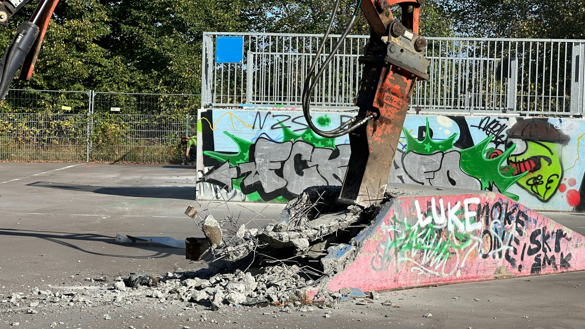 Der alte Skaterpark in Sankt Augustin wird abgerissen, um Platz für einen Neubau zu schaffen.