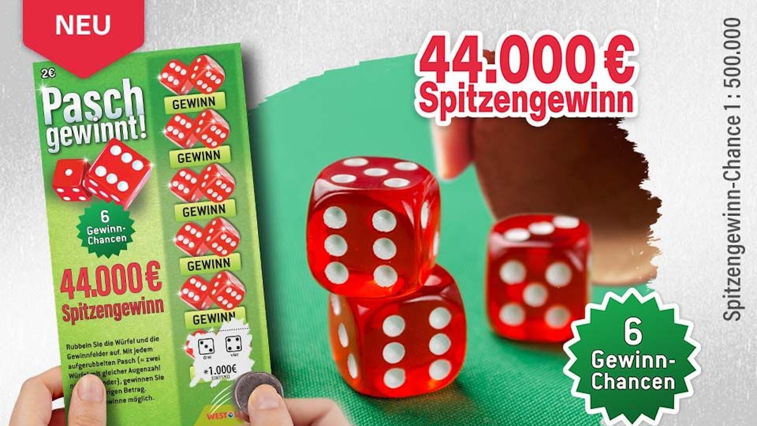 Neues WestLotto-Rubbellos: Pasch gewinnt!