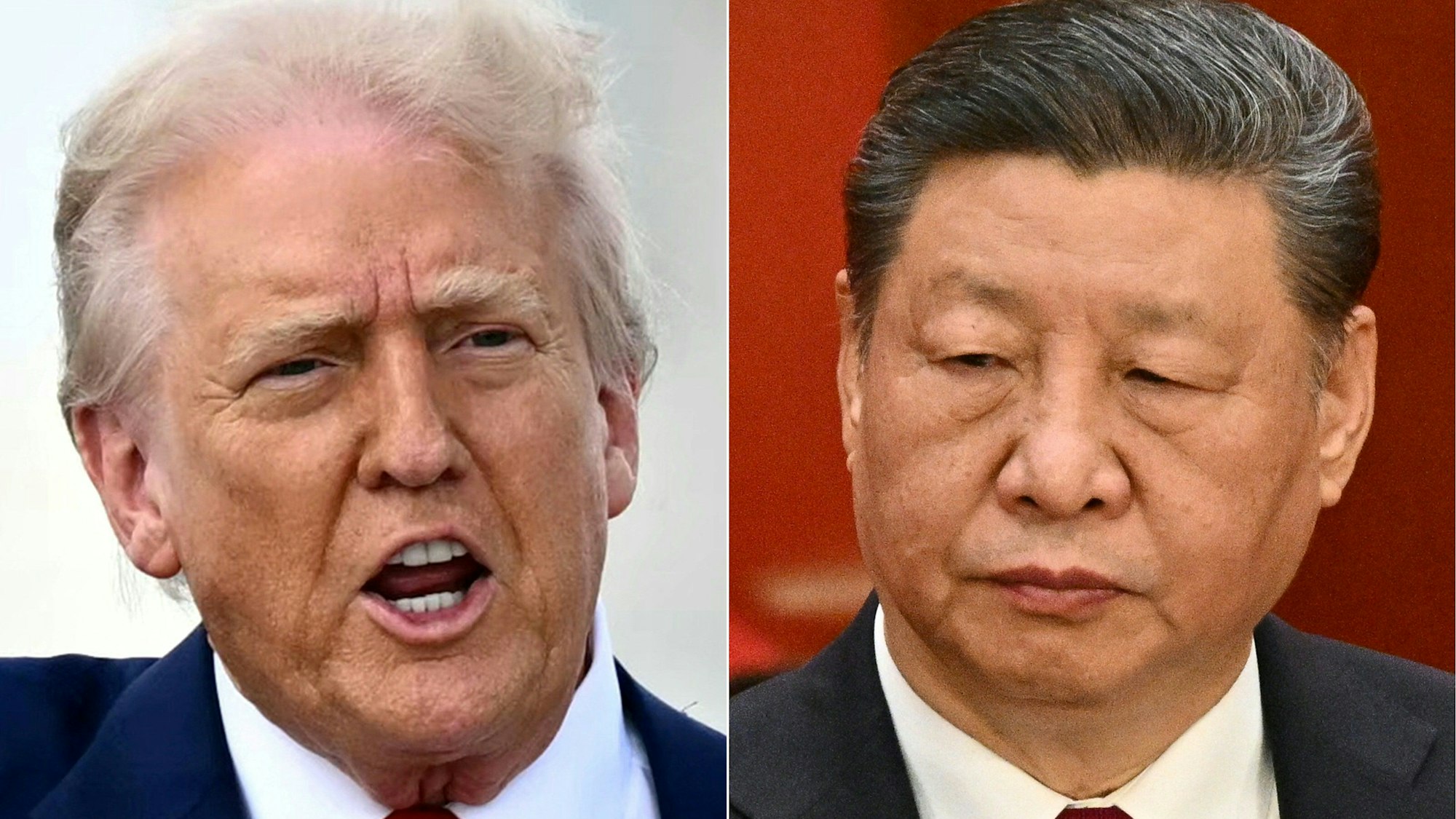 Eine Fotomontage zeigt Donald Trump und Xi Jinping.