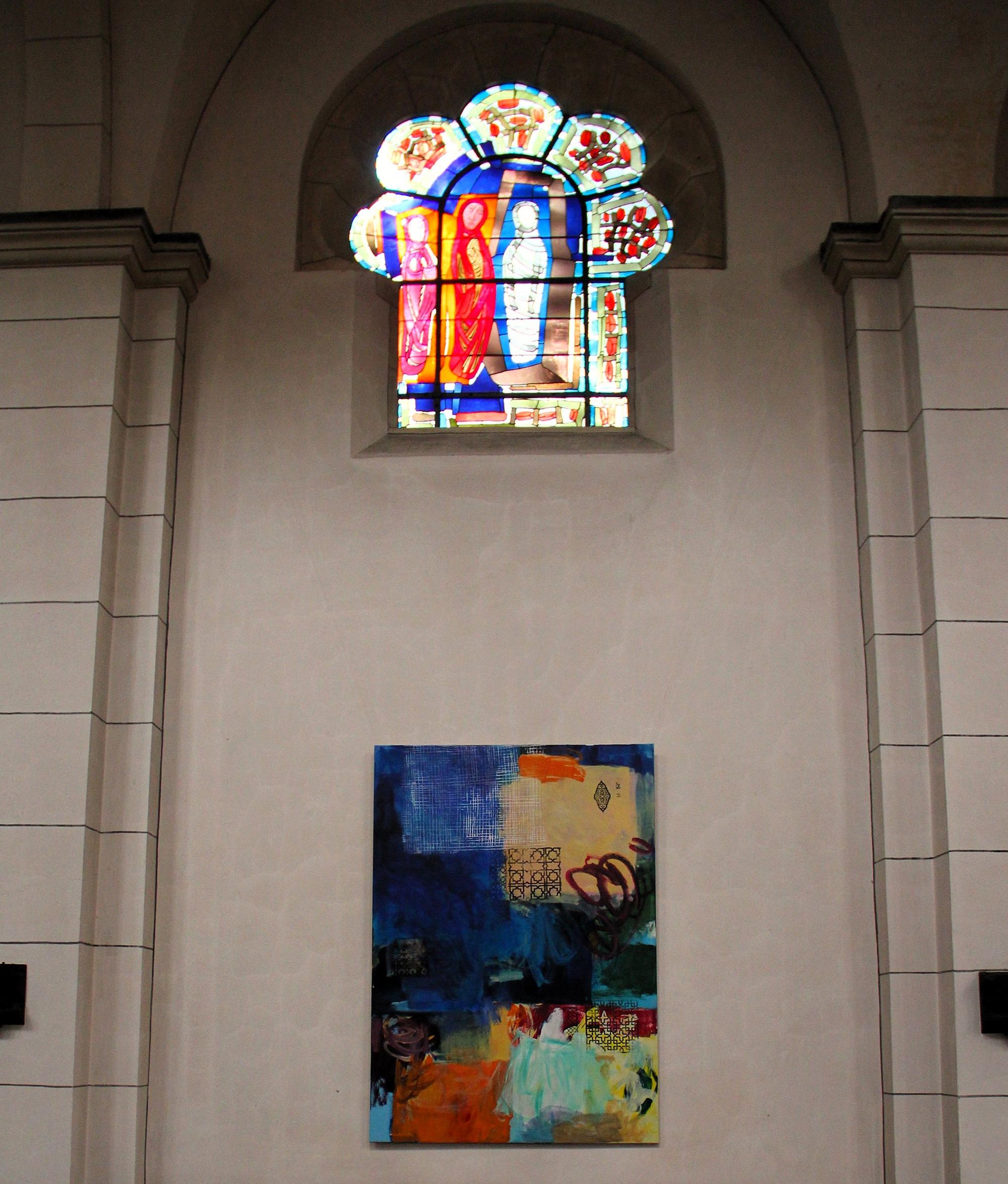 Der Künstler Georg Gartz präsentierte seine großformatigen Acryl-Malereien im Rahmen der Veranstaltungsreihe „deutzkultur“ in der Kirche St. Heribert.