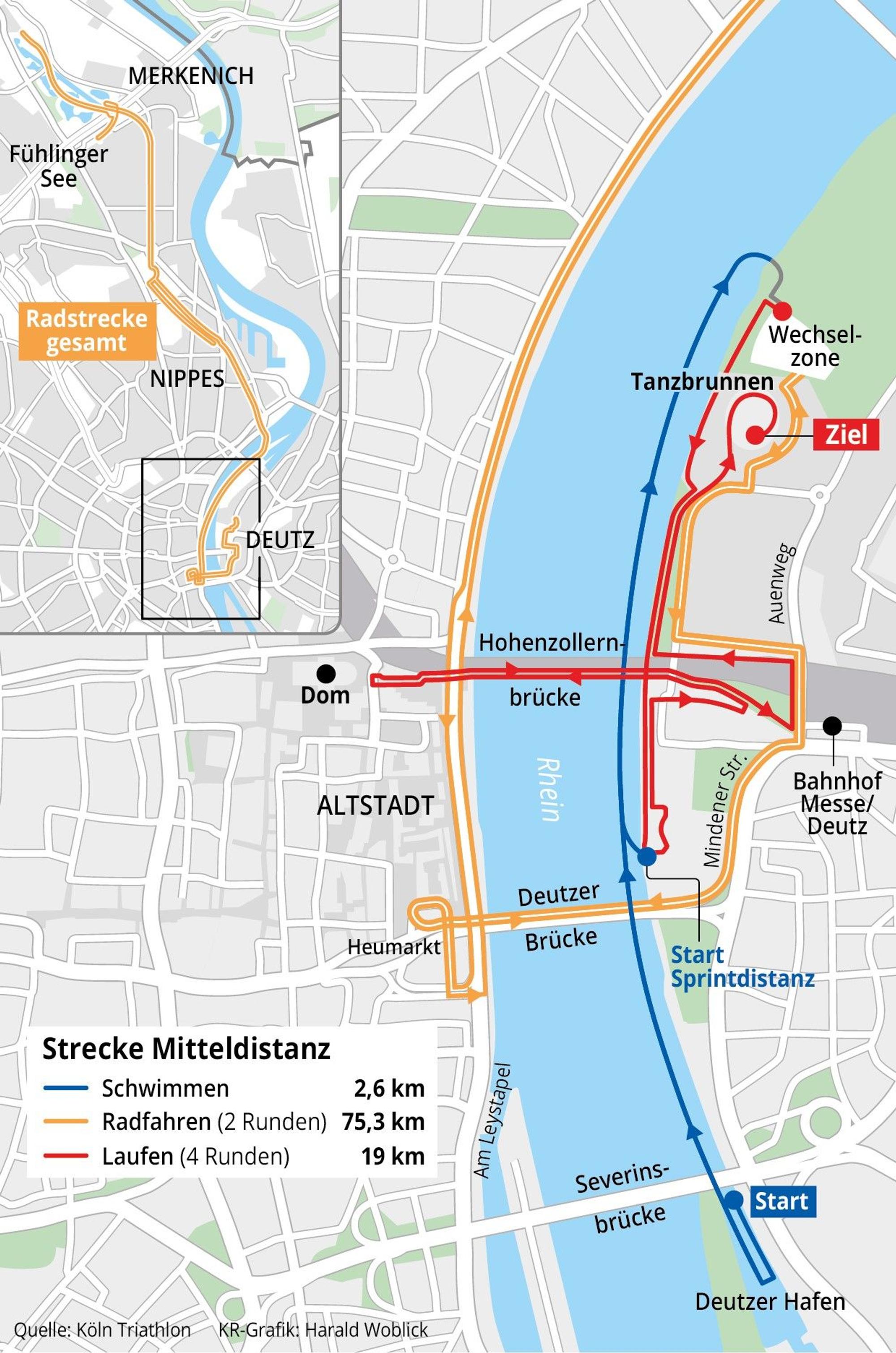 Die Strecke des Triathlon