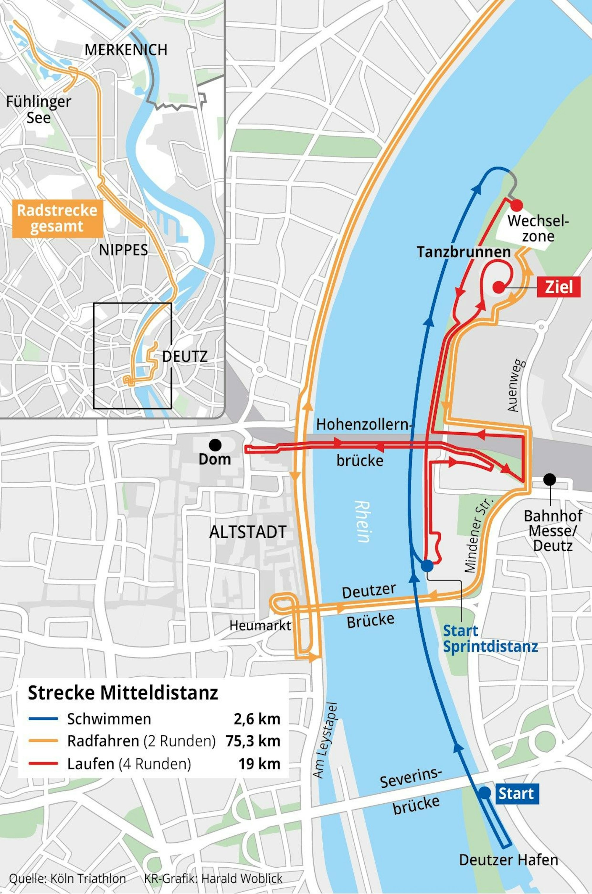 Die Strecke des Triathlon