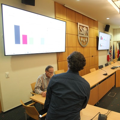 Nur wenig Resonanz fand die Wahlparty im Ratssaal in Neunkirchen.