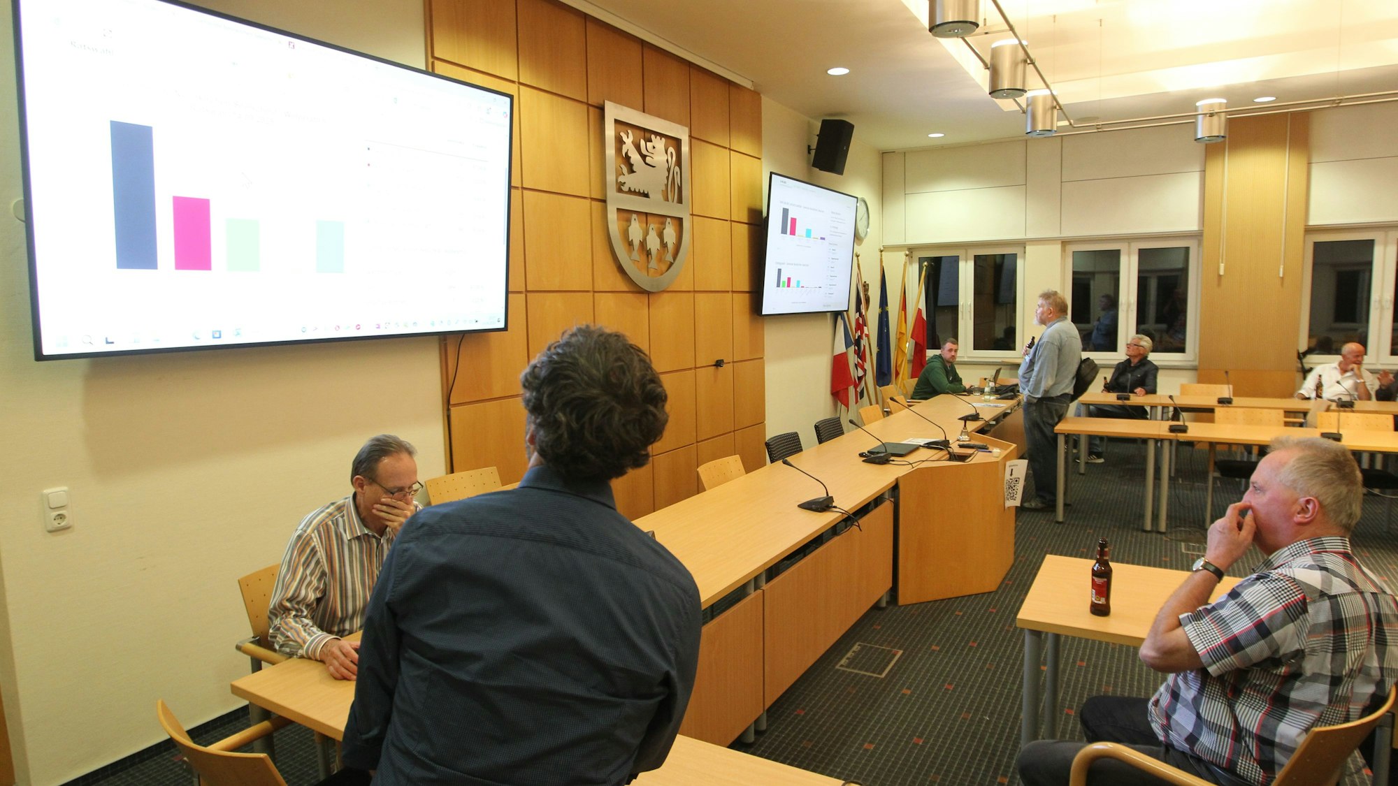 Nur wenig Resonanz fand die Wahlparty im Ratssaal in Neunkirchen.