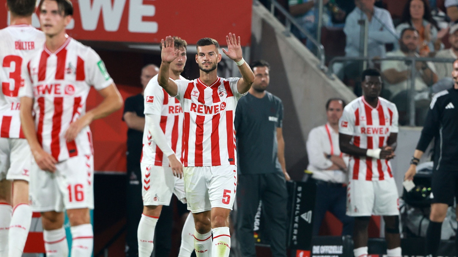 1. FC Köln vs. SC Freiburg, 2. Spieltag, 31.08.2025, 19.30 Uhr, Mitte: Tom Krauß (1. FC Köln), Bild: Herbert Bucco