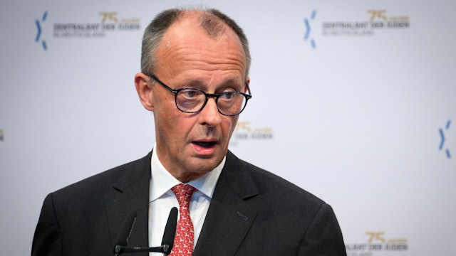 Bundeskanzler Friedrich Merz (CDU) spricht beim Rosch-Haschana-Empfang (Neujahrsempfang) zum 75. Jubiläum des Zentralrats der Juden in Deutschland im Jüdischen Museum. (Archivbild)