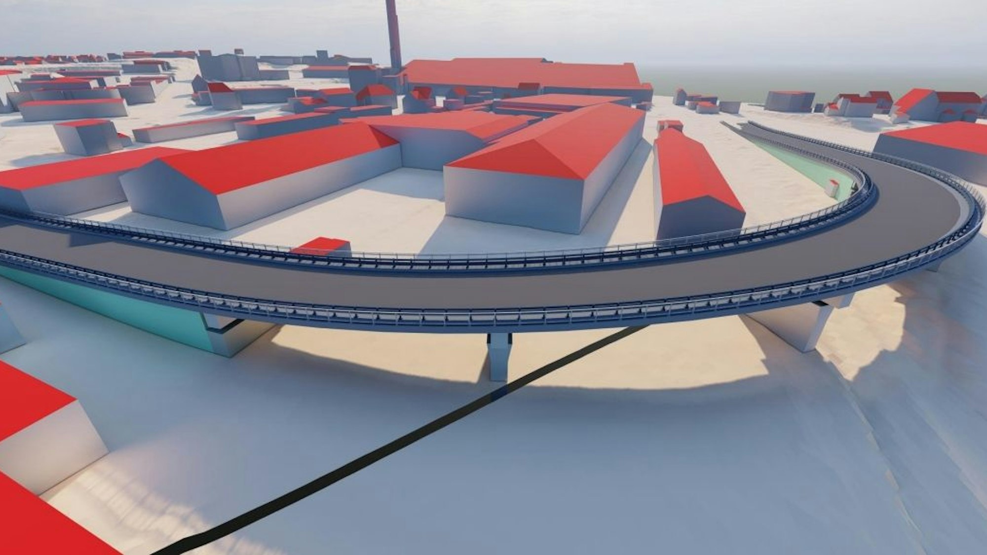 Die Visualisierung zeigt die neue Überführung in Bergisch Gladbach