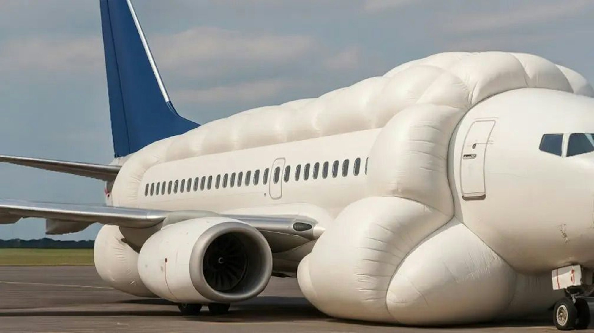 Riesige Airbags sollen Flugzeuge bei einem Absturz einhüllen und schützen: Eine Künstliche Intelligenz bestimmt weitgehend, ob das System ausgelöst wird.