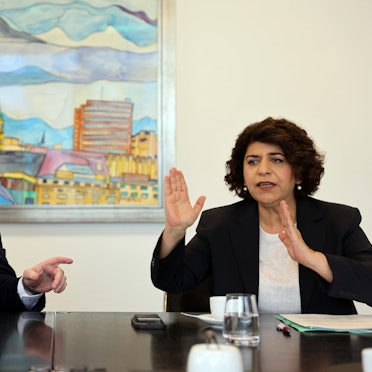 Torsten Burmester und Berivan Aymaz beim OB-Duell der Kölnischen Rundschau.