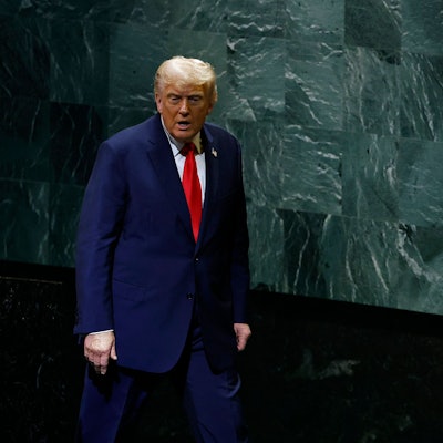 Donald Trump verlässt die Generalversammlung der Vereinten Nationen.