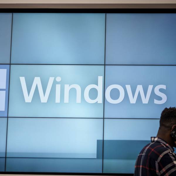 Das Logo von Windows von Microsoft, aufgenommen im Shop an der 5th Avenue in Manhatten.