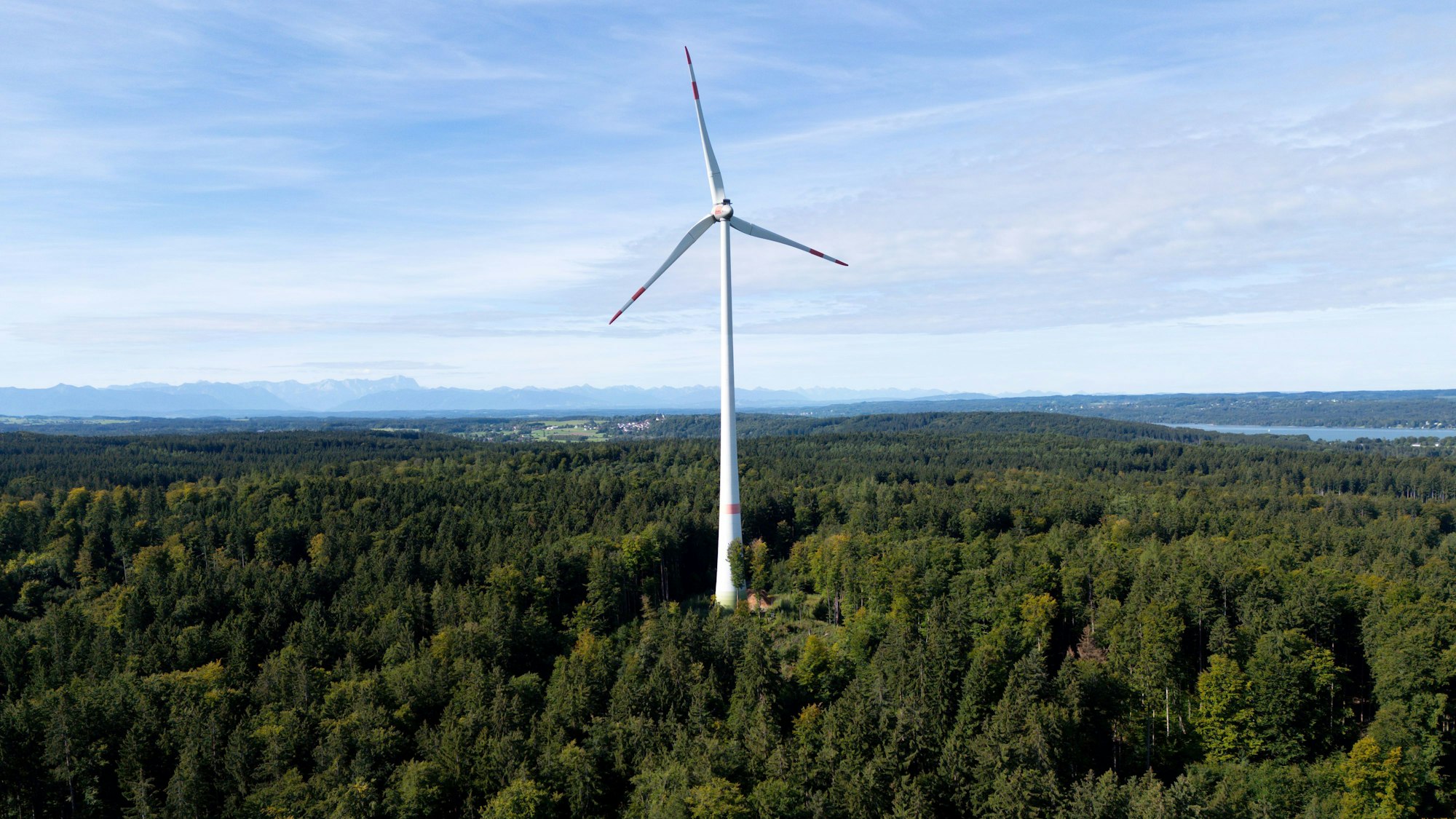 Ein Windrad ist während der Vorstellung von einem Pilotprojekt für die Begrünung von Windenergiestandorten zu sehen.