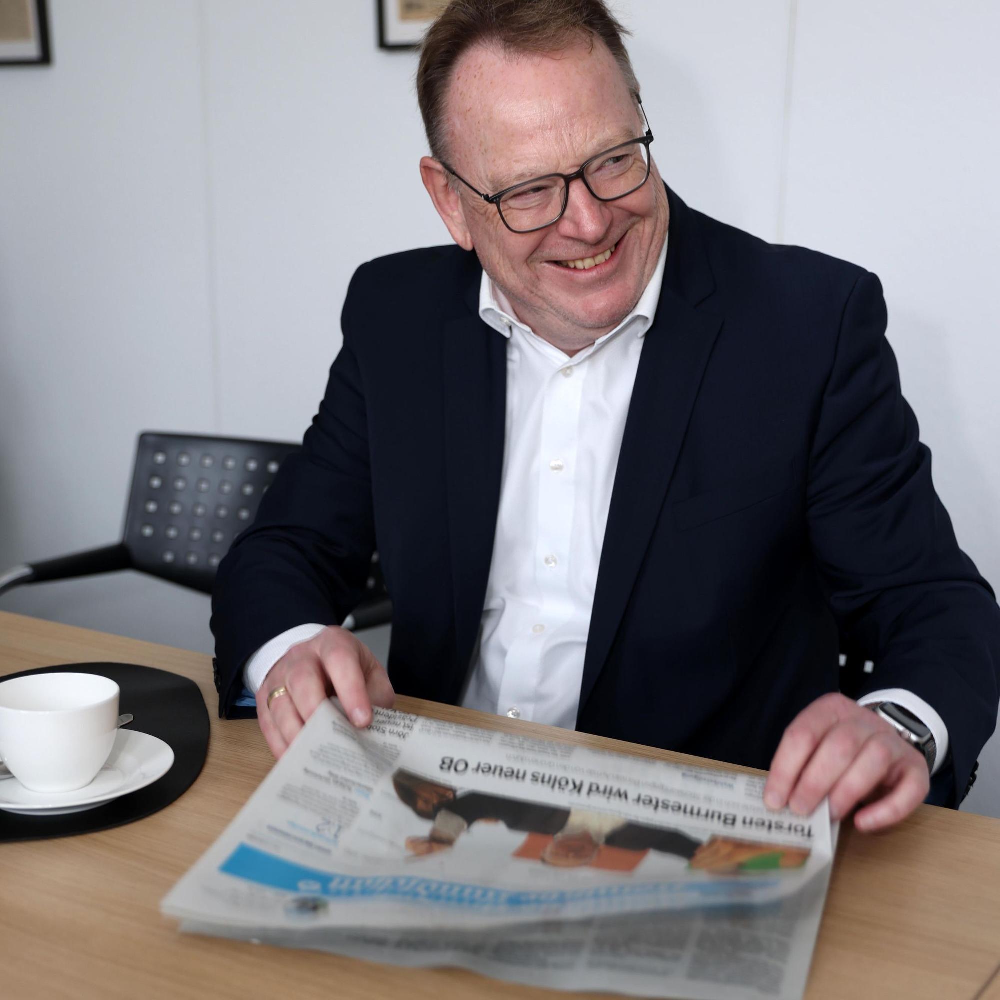 Der neue Oberbürgermeister Torsten Burmester beim Besuch in der Rundschau-Redaktion.