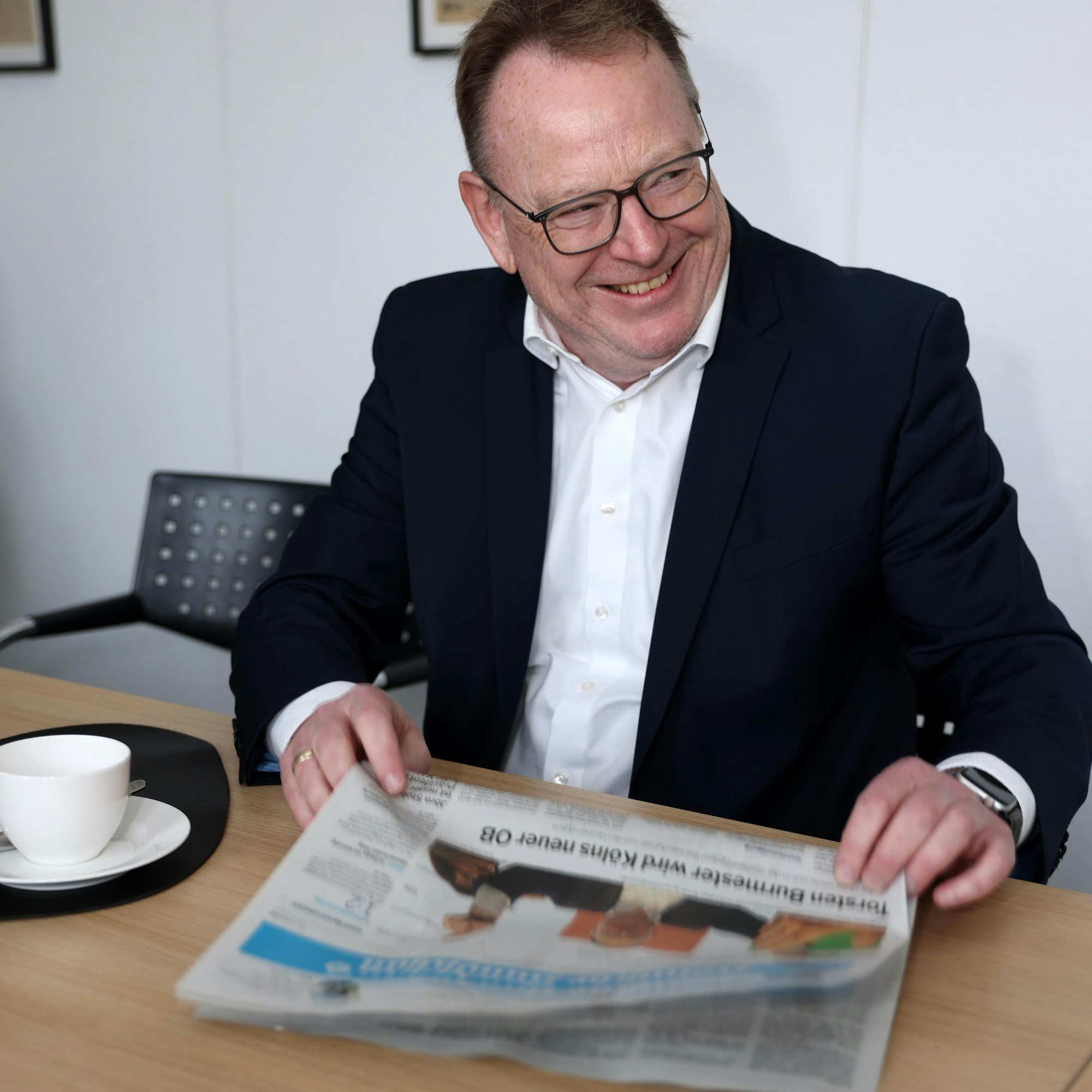 Der neue Oberbürgermeister Torsten Burmester beim Besuch in der Rundschau-Redaktion.