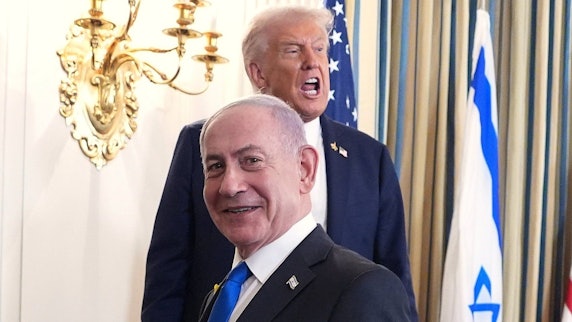29.09.2025, USA, Washington: US-Präsident Donald Trump und der israelische Ministerpräsident Benjamin Netanjahu nehmen an einer Pressekonferenz im Weißen Haus teil. Foto: Evan Vucci/AP/dpa +++ dpa-Bildfunk +++