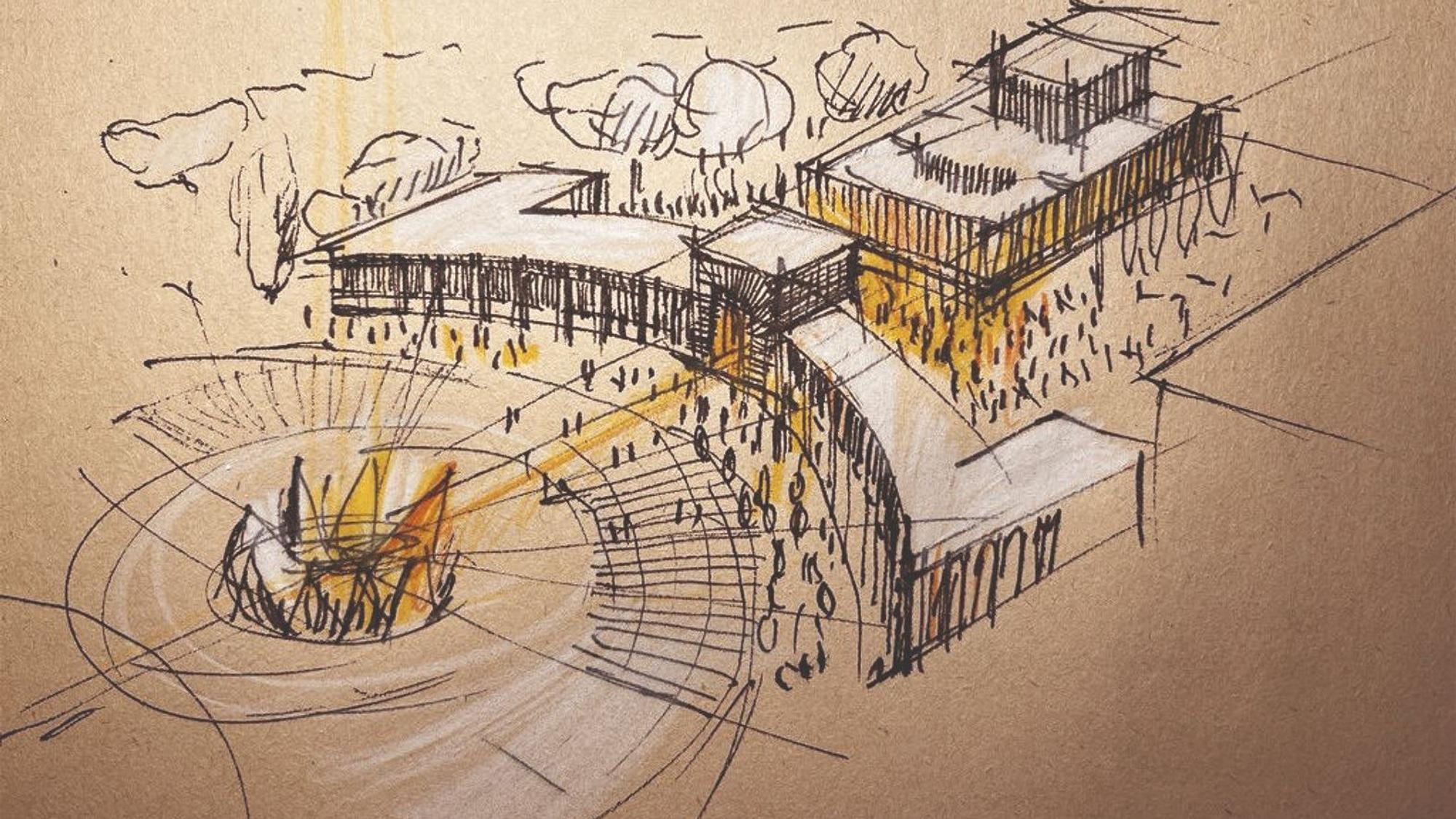 Visualisierung zum geplanten Musical-Theater am Rhein