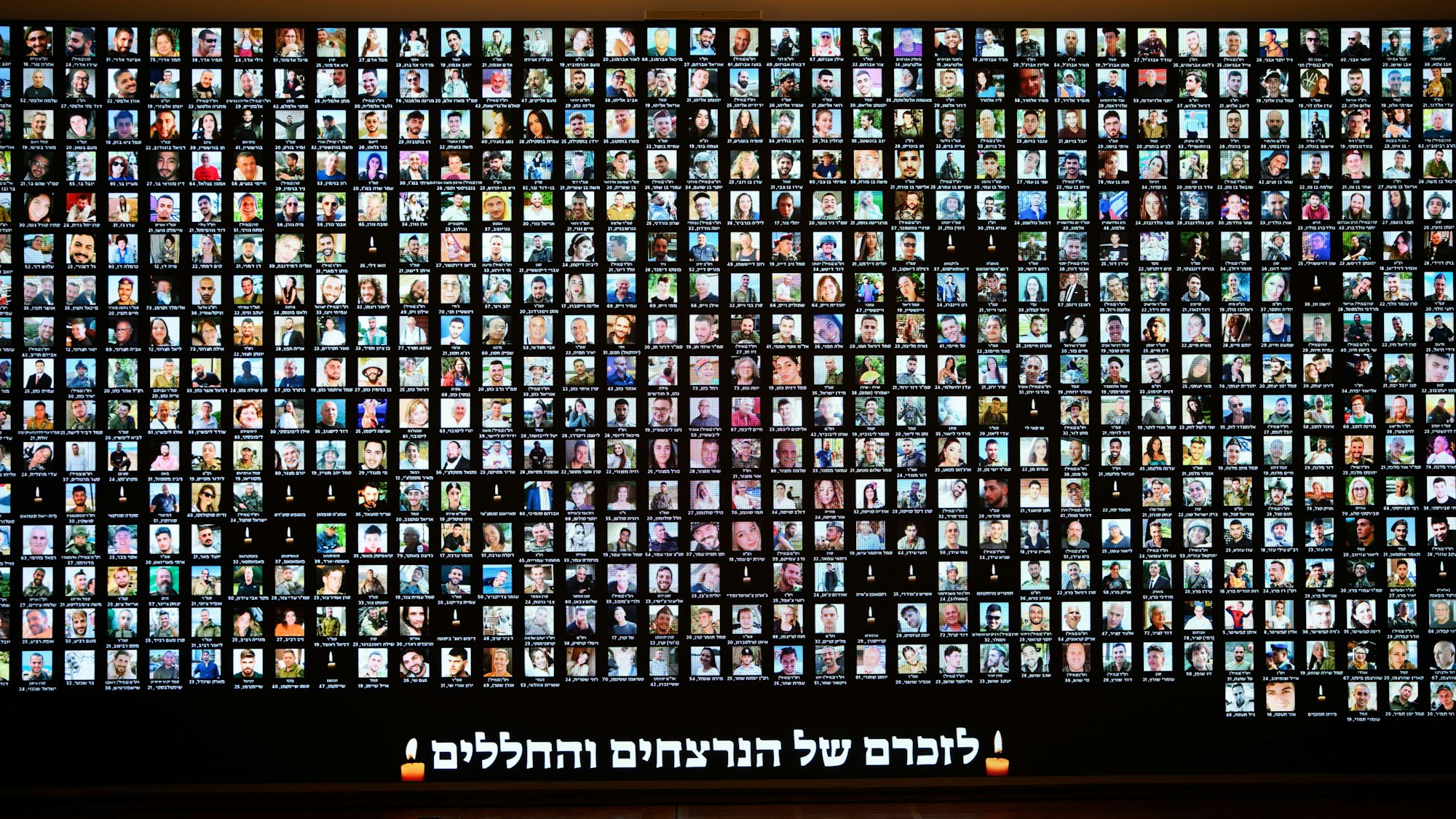 In der Jerusalemer Nationalbibliothek sind Fotos der Opfer des Massakers vom 7. Oktober 2023 zu sehen.