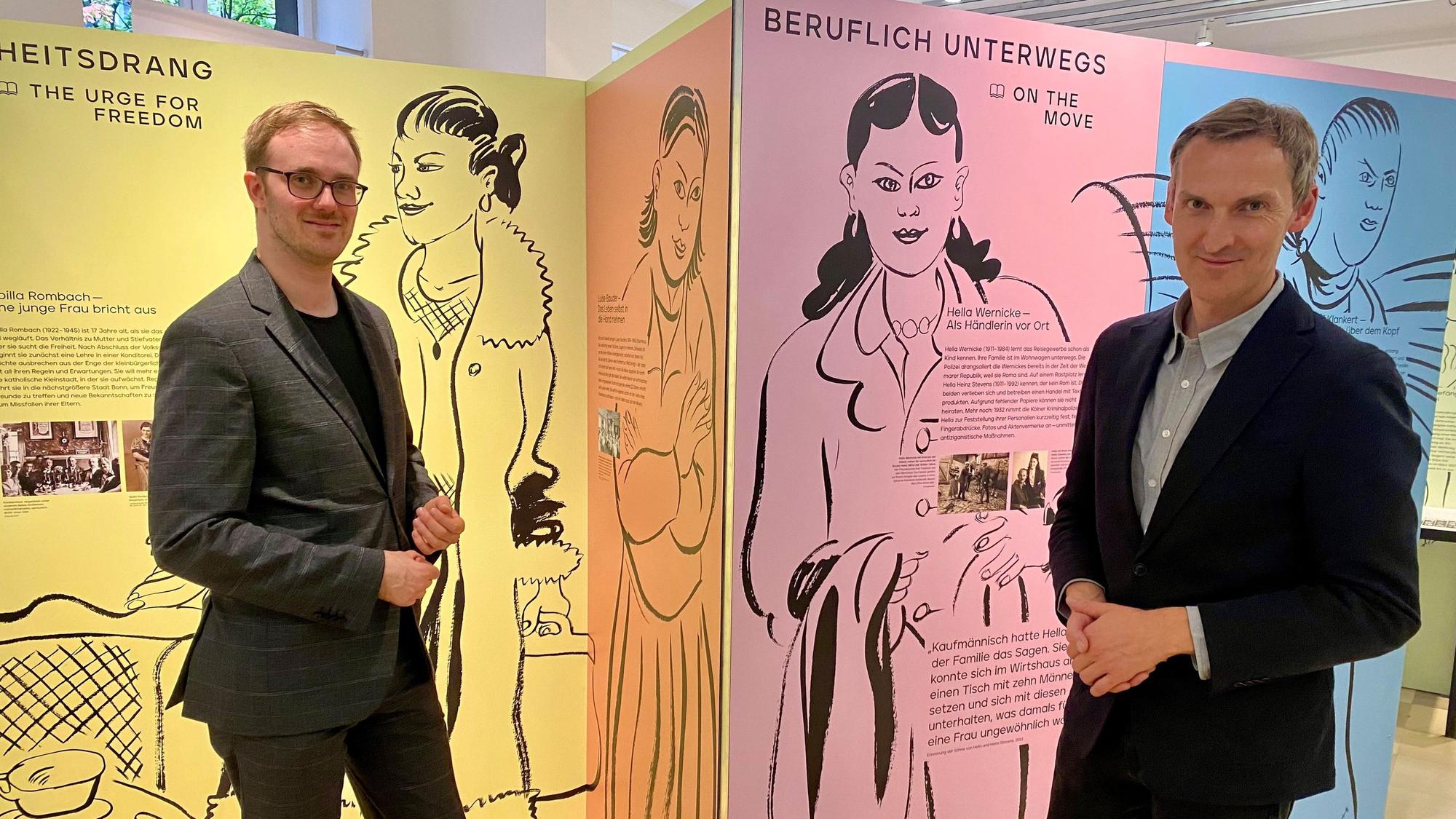 Oliver Gaida (links), einer der Kuratoren der Stiftung Denkmal für die ermordeten Juden Europas in Berlin, und Dr. Henning Borggräfe, Direktor des NS-Dokumentationszentrums der Stadt Köln.