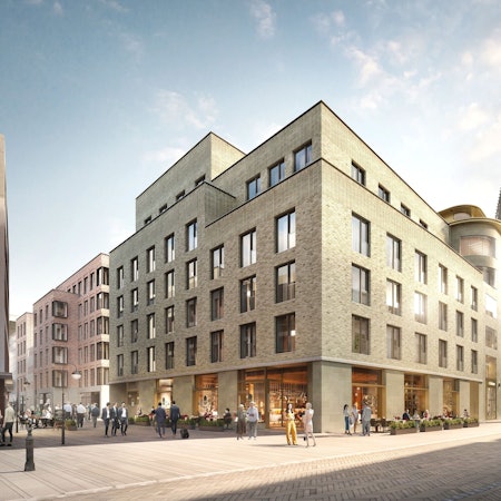 Im Goldschmied Carré entsteht derzeit dieser neuer Gewerbe-, Hotel und Bürokomplex in direkter Nähe zum Dom.