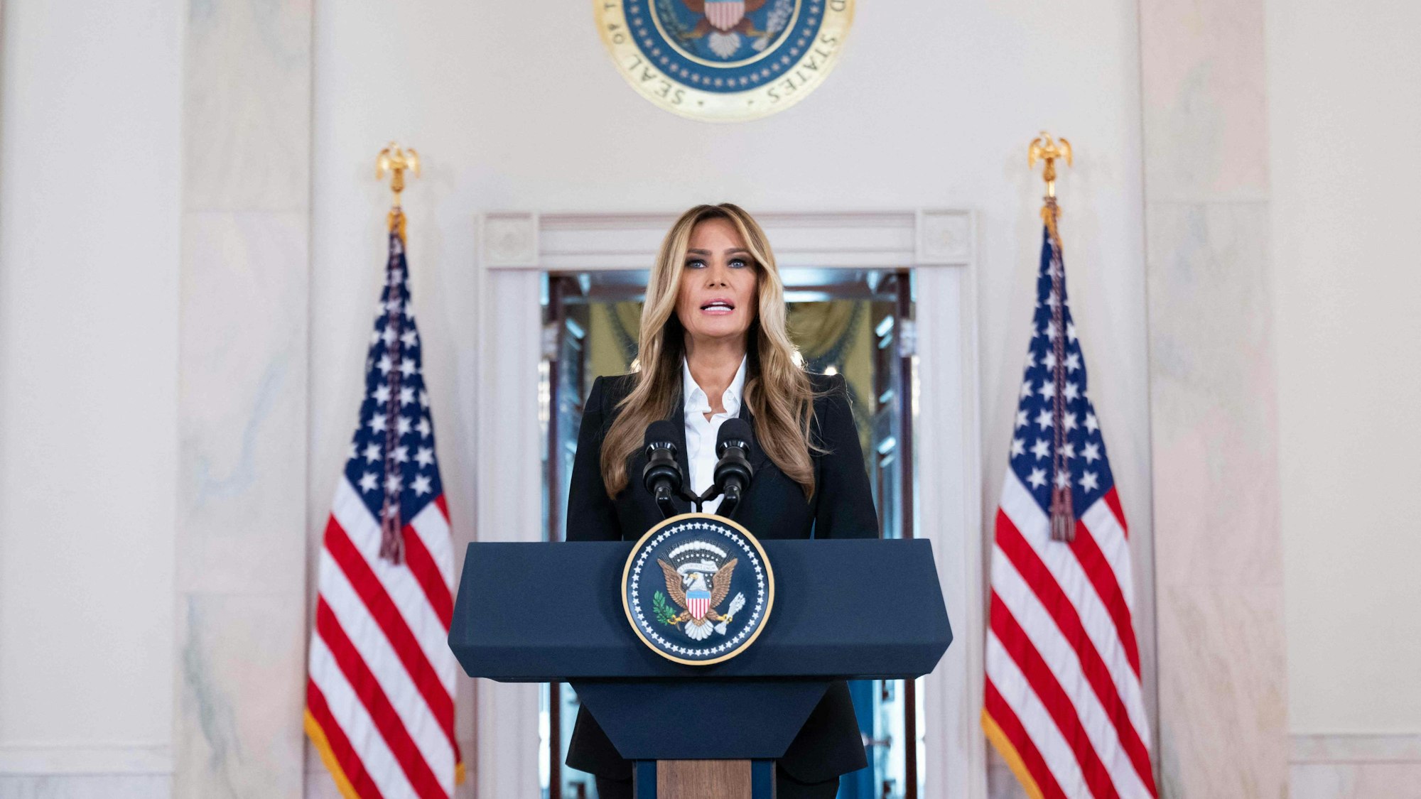 Melania Trump bei ihrer Pressekonferenz im Weißen Haus. (Archivbild)