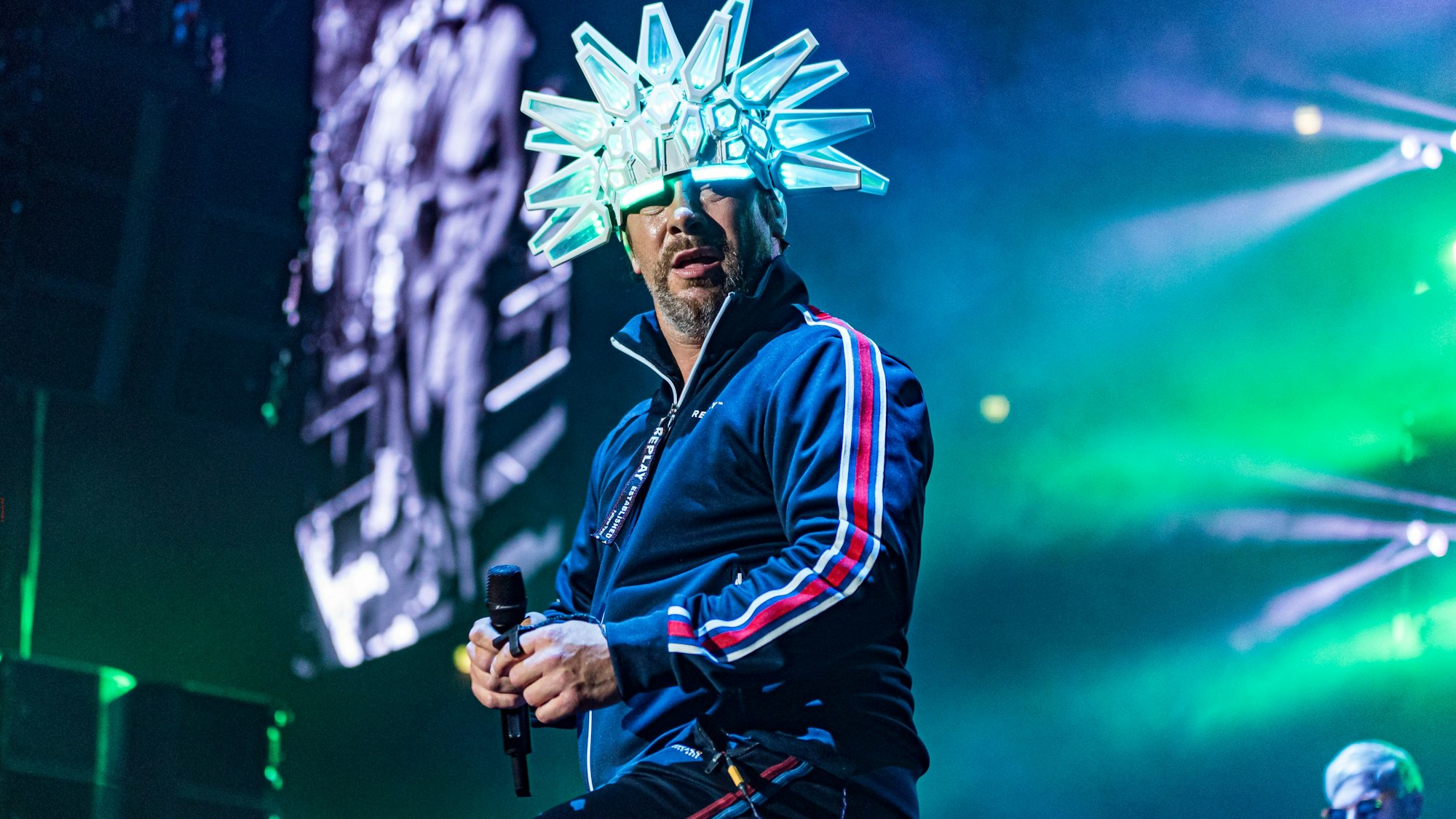 Jamiroquai beim letzten Auftritt 2019 in der Kölner Lanxeess-Arena.