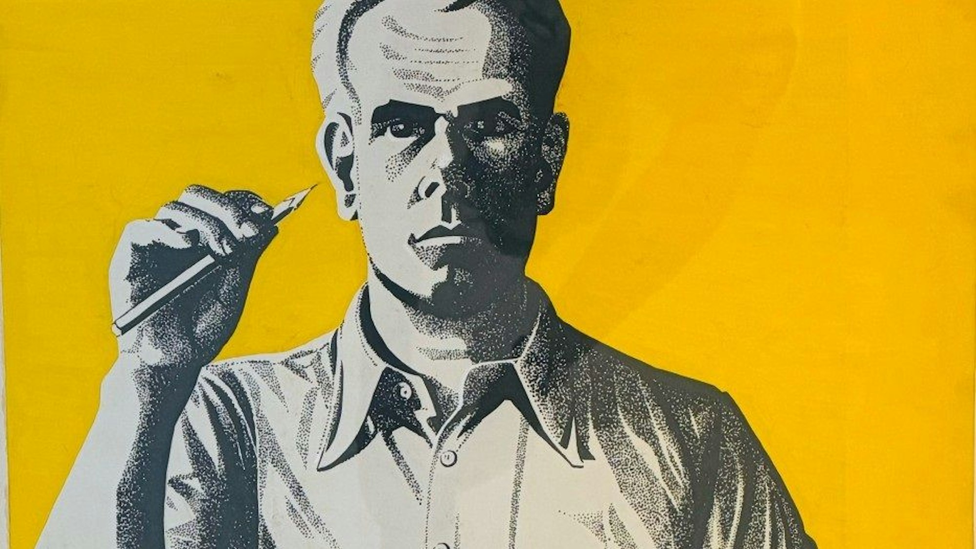 Selbstporträt von Andreas Nießen auf einem Plakat von 1962