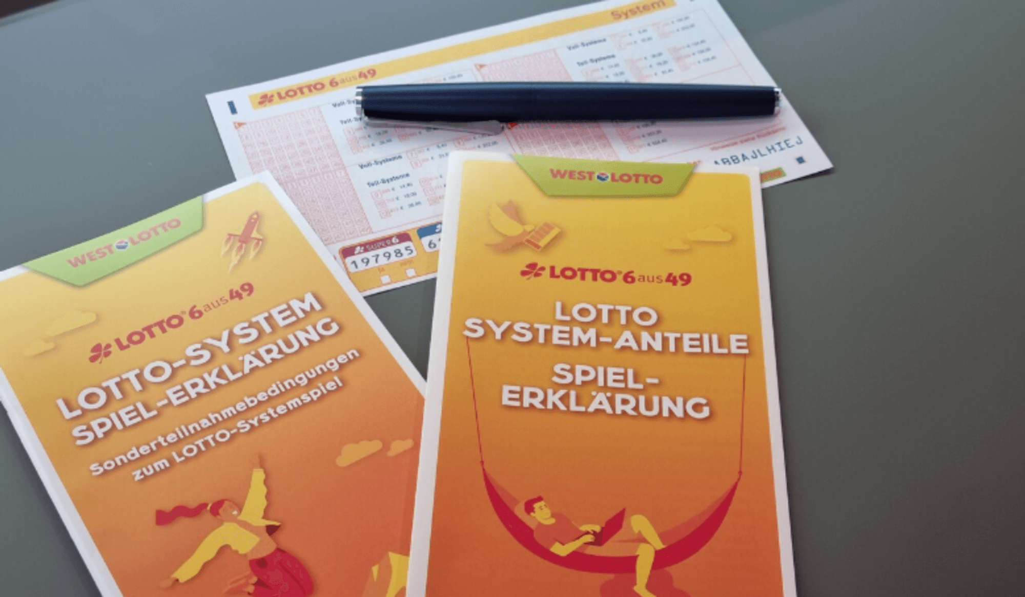 Das Bild zeigt eine Spielerklärung für Lotto-Systemanteile