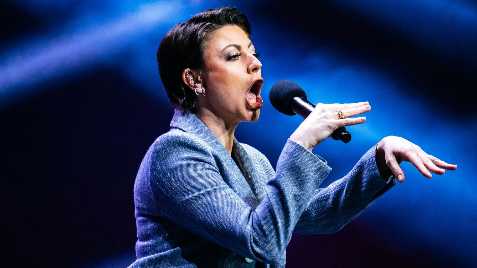 Starke Mimik: Moderatorin Tahnee überzeugte unter anderem mit ihren Parodien.