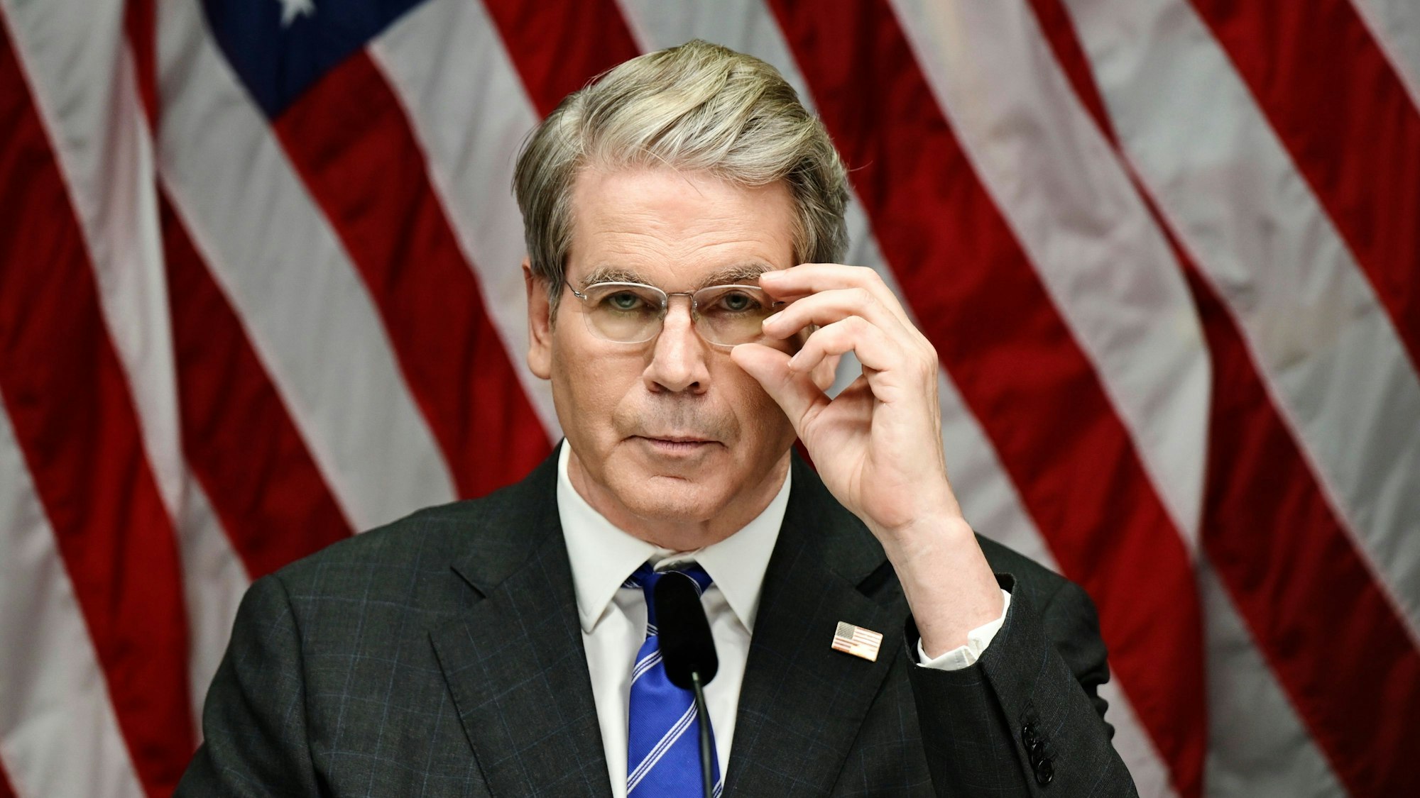 US-Finanzminister Scott Bessent während einer Pressekonferenz. (Archivbild)