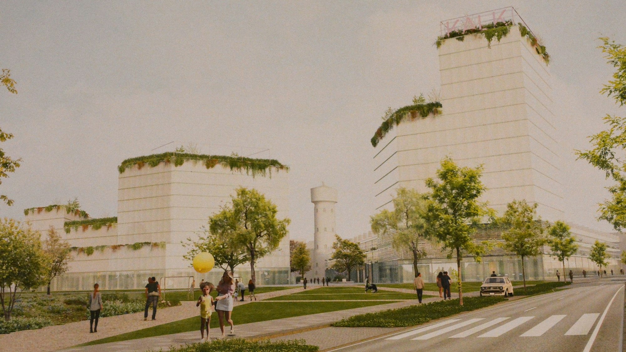 Ein 15-geschossiges und ein zehngeschossiges Gebäude stehen nebeneinander.