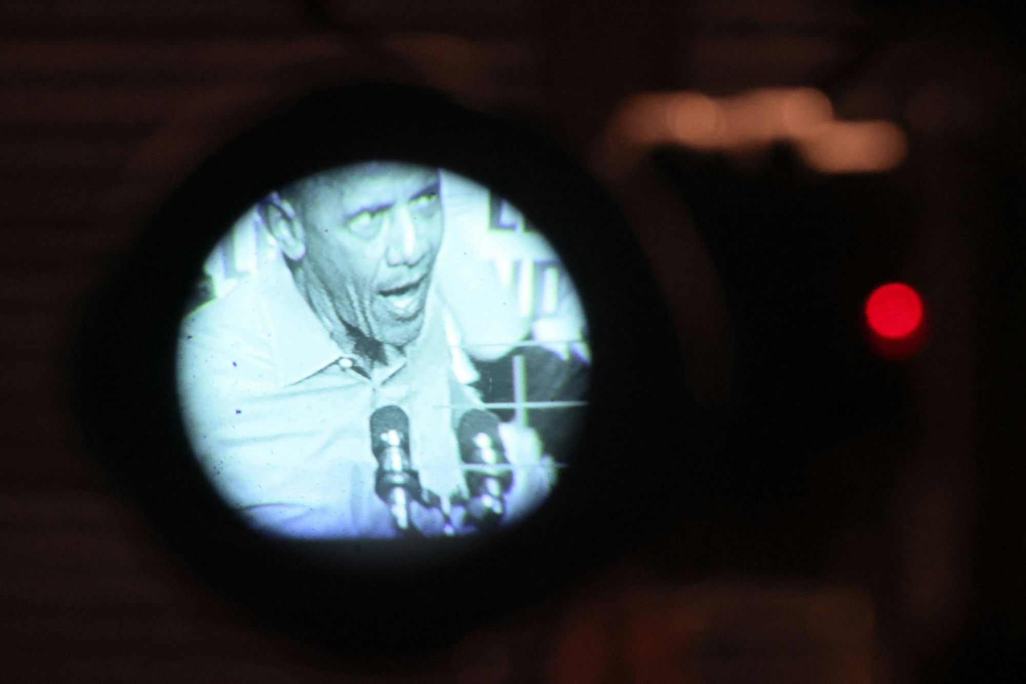 NEWARK, NEW JERSEY - NOVEMBER 01: Former President Barack Obama is seen on a video monitor as he speaks during a "Get Out the Vote" rally for New Jersey Democratic gubernatorial candidate, U.S. Rep. Mikie Sherrill (D-NJ) at Essex County College Gymnasium on November 01, 2025 in Newark, New Jersey. Former President Obama attended a GOTV rally ahead of Tuesday's general election where Sherill is facing Republican candidate Jack Ciattarelli for governor of New Jersey to fill the vacancy being left by Gov. Phil Murphy. Michael M. Santiago/Getty Images/AFP (Photo by Michael M. Santiago / GETTY IMAGES NORTH AMERICA / Getty Images via AFP)
