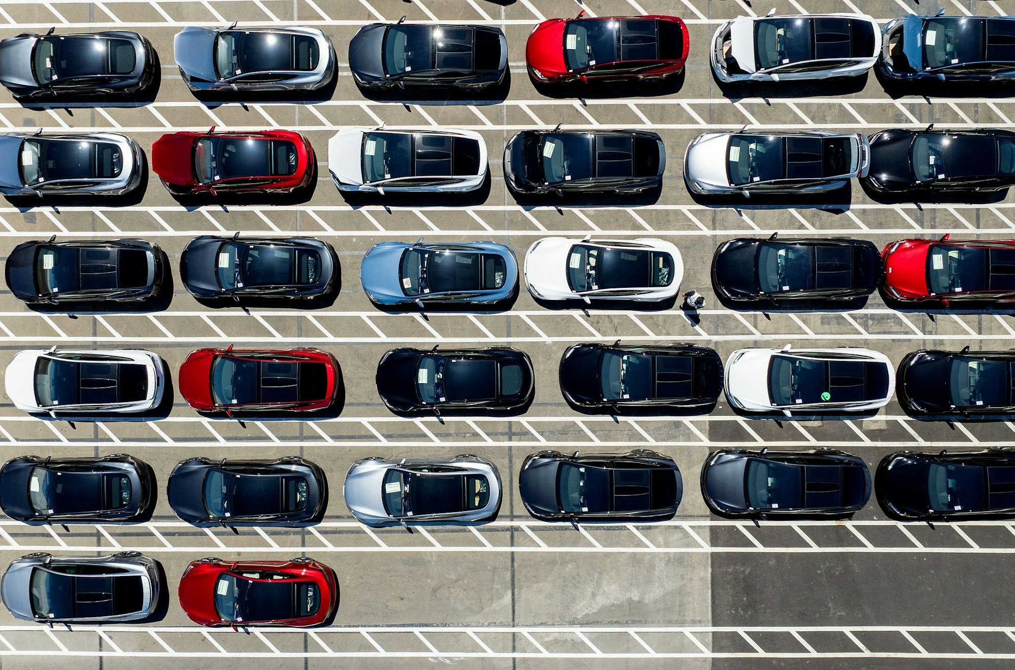 Tesla-Fahrzeuge stehen auf einem Firmengelände in Kalifornien. (Archivbild)