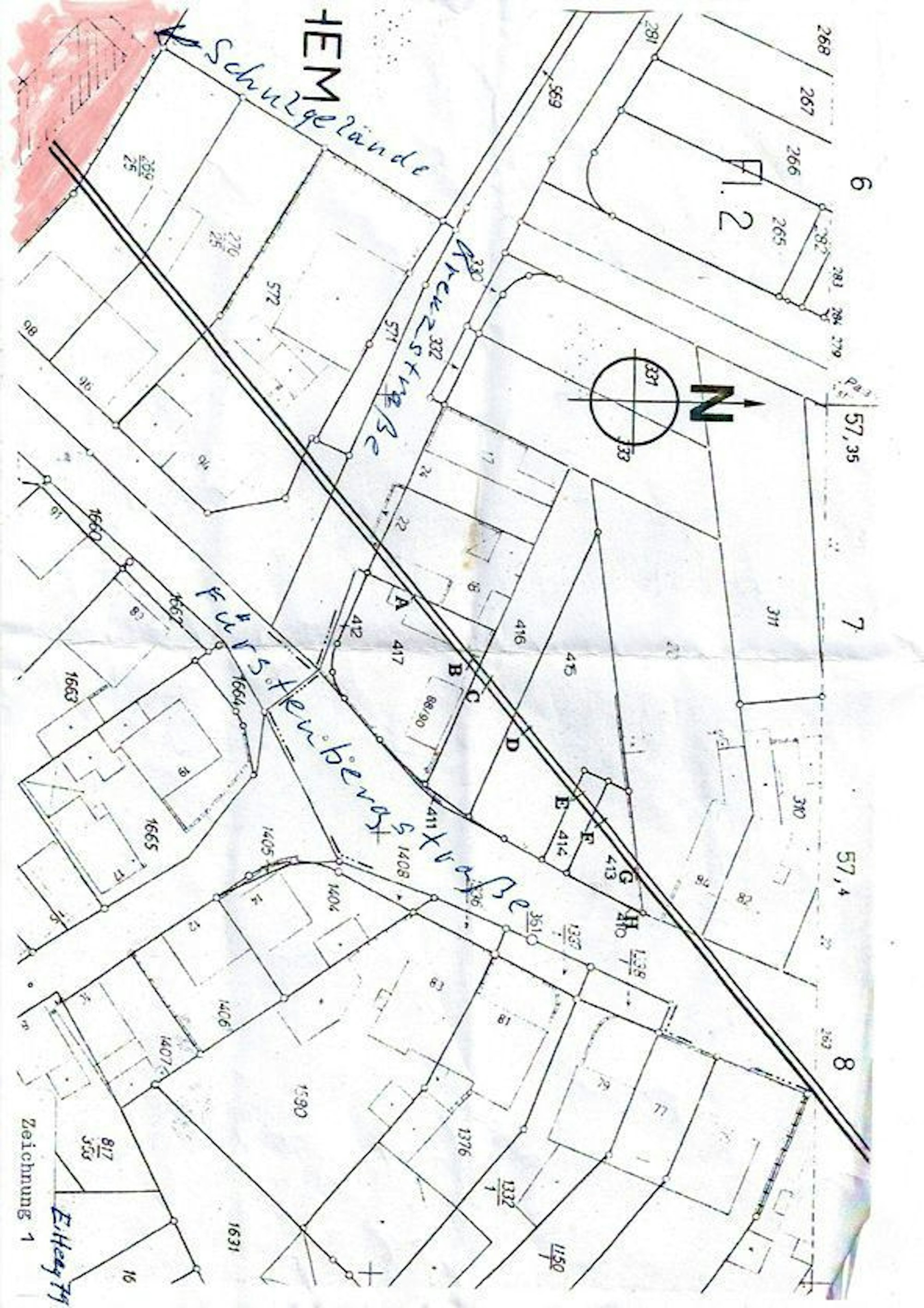 Auf einer Zeichnung hatte Egon Heeg damals den Kanal in Richtung Schule eingetragen.