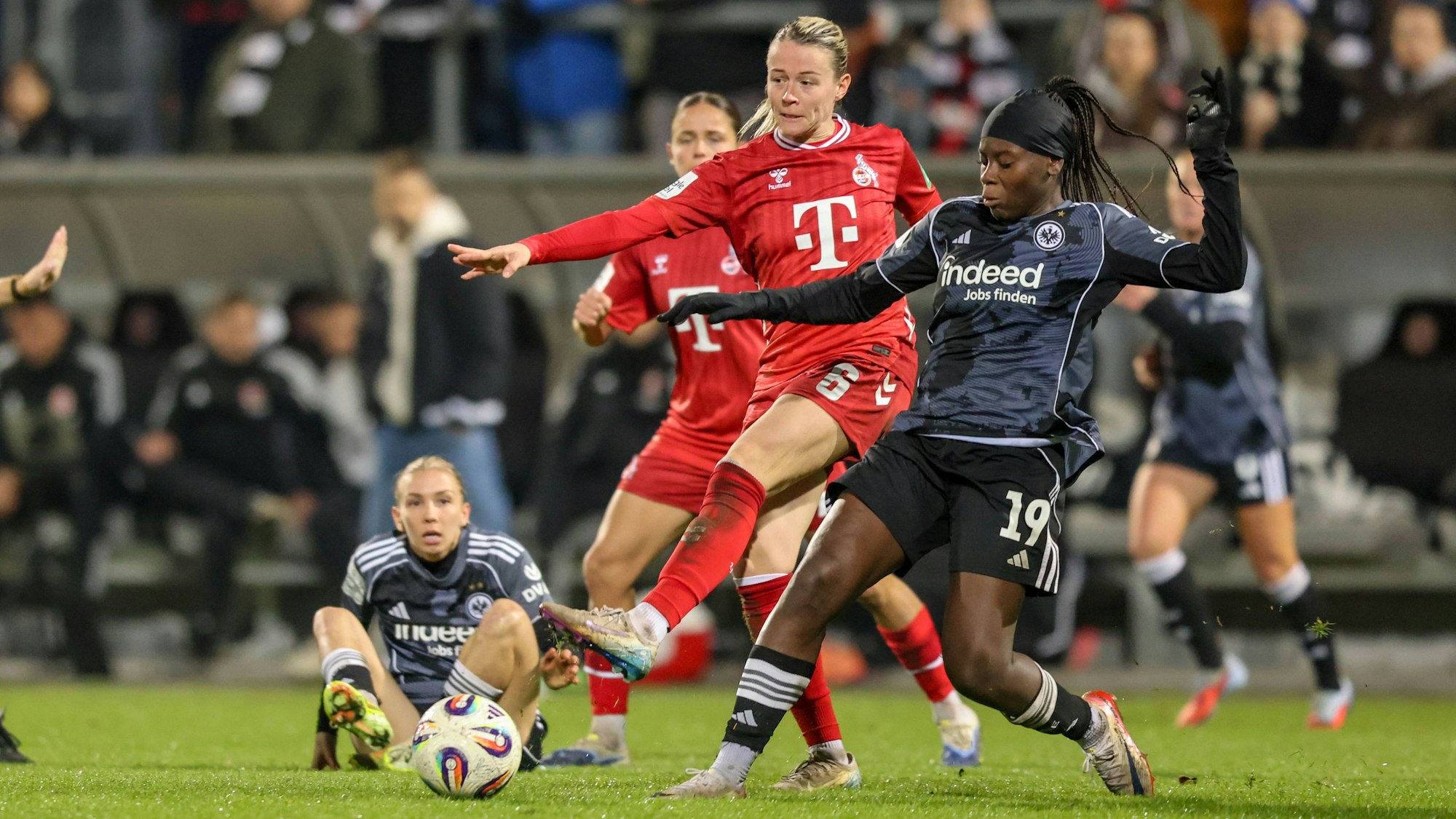 DEU, Frankfurt, Eintracht Frankfurt vs FC Köln, Google Pixel Frauen Bundesliga, DFB, Saison 2526, Stadion am Bretanobad, 9. Spieltag im Bild v.l.n.r: Sandra Jessen FC Köln 6, Nicole Anyomi Eintracht Frankfurt 19, Zweikampf DFB/DFL REGULATIONS PROHIBIT ANY USE OF PHOTOGRAPHS AS IMAGE SEQUENCES AND/OR QUASI-VIDEO, 05.11.2025 *** DEU, Frankfurt, Eintracht Frankfurt vs FC Köln, Google Pixel Frauen Bundesliga, DFB, Saison 2526, Stadion am Bretanobad, 9 Spieltag im Bild f l n r Sandra Jessen FC Köln 6 , Nicole Anyomi Eintracht Frankfurt 19 , Zweikampf DFB DFL REGULATIONS PROHIBIT ANY USE OF PHOTOGRAPHS AS IMAGE SEQUENCES AND OR QUASI VIDEO, 05 11 2025 Copyright: HMBxMedia/HendrikxHamelau