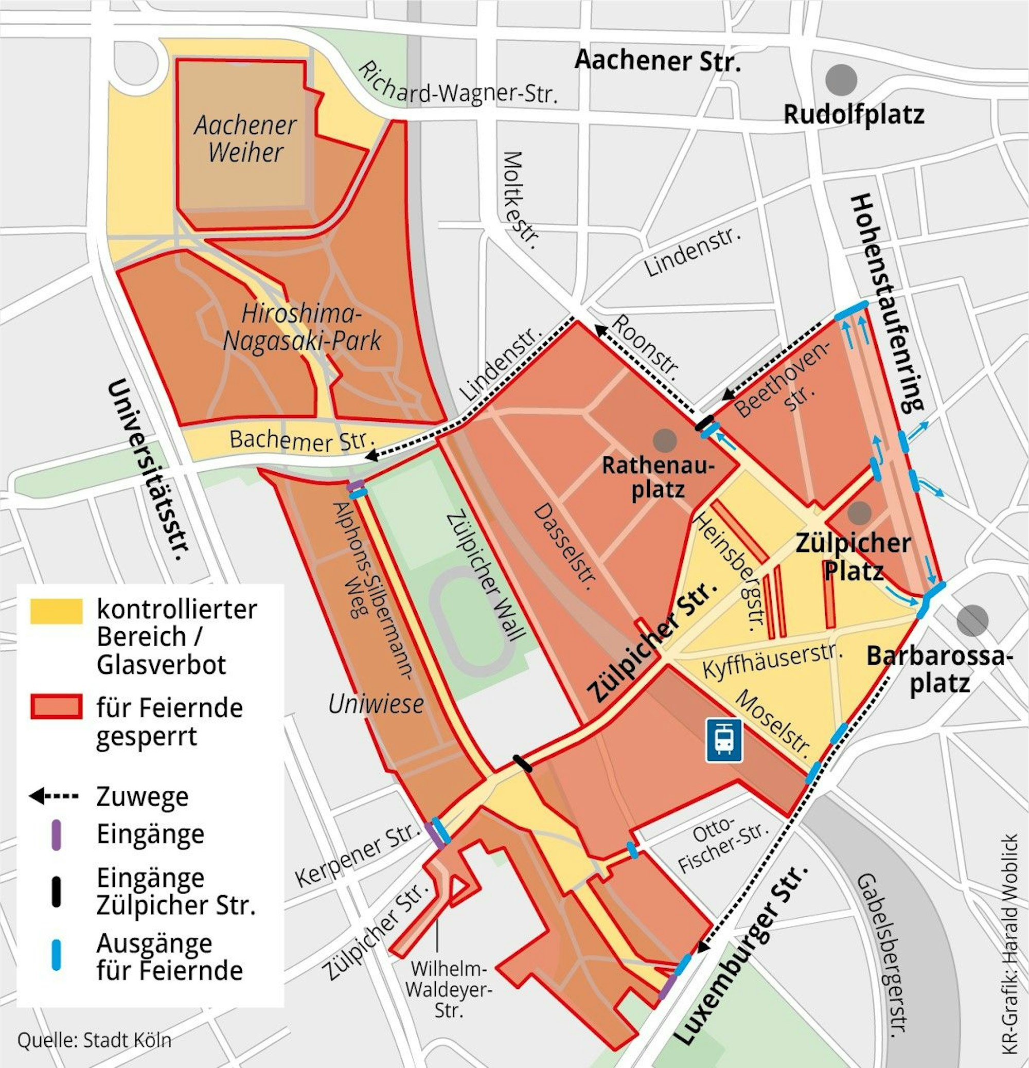 Zonen beim Elften im Elften