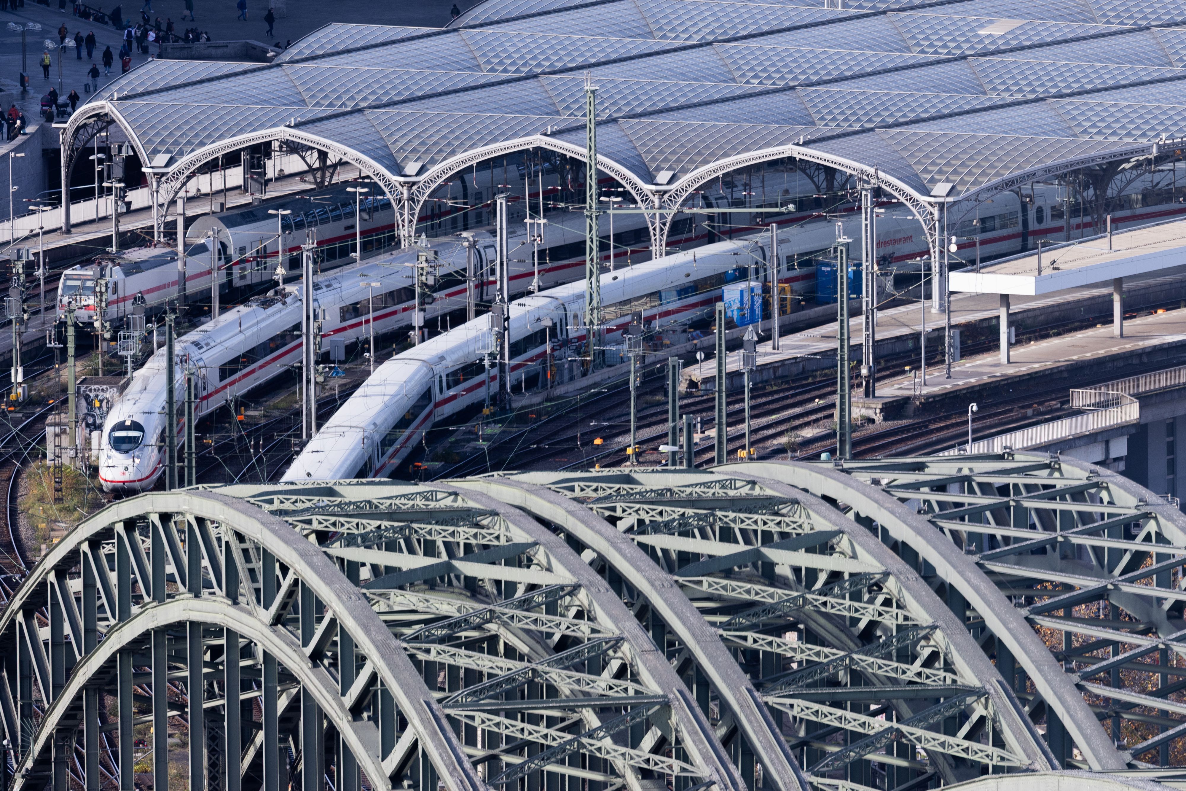 Züge stehen im Kölner Hauptbahnhof. (Symbolbild)