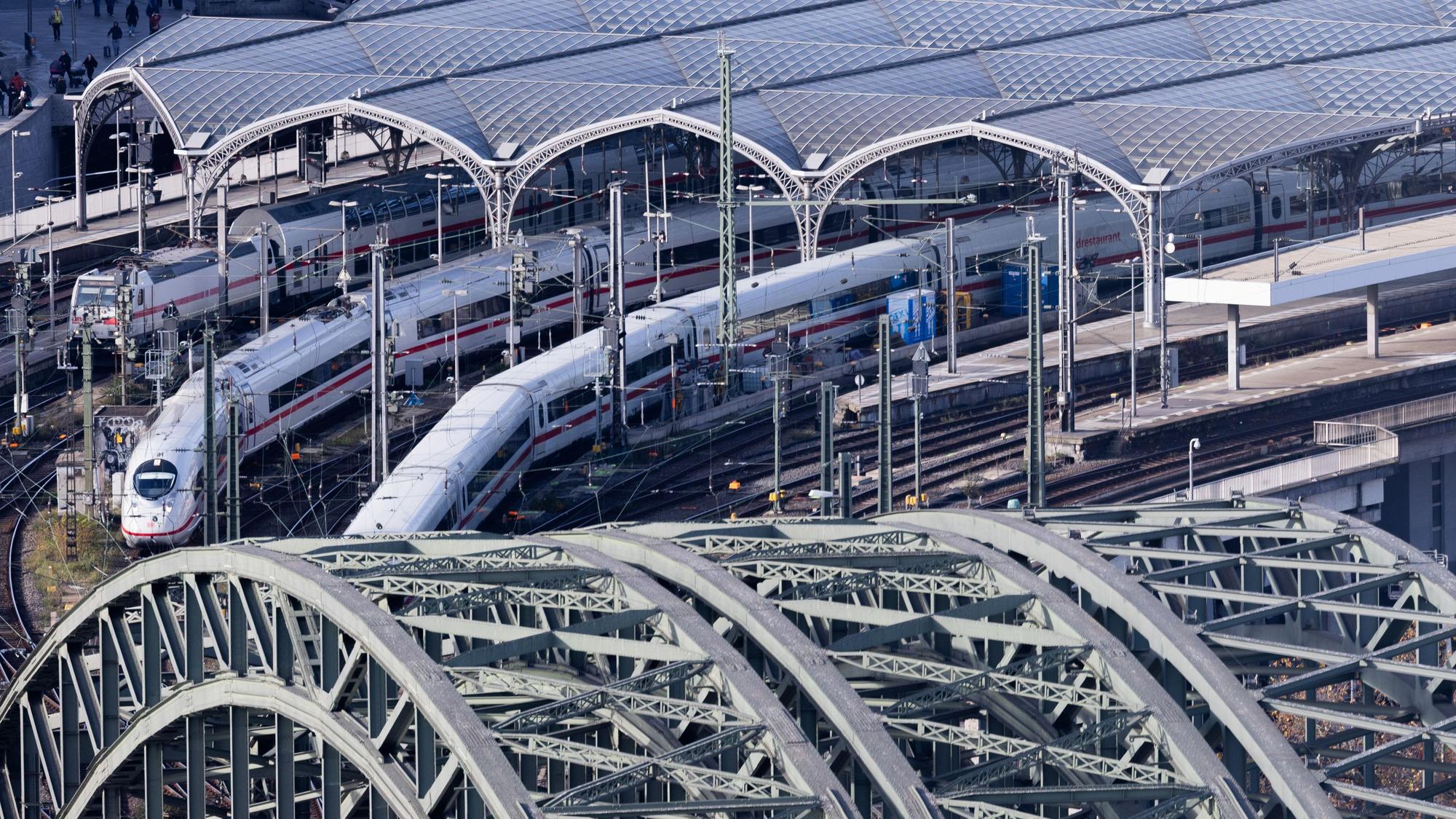 Züge stehen im Kölner Hauptbahnhof. (Symbolbild)