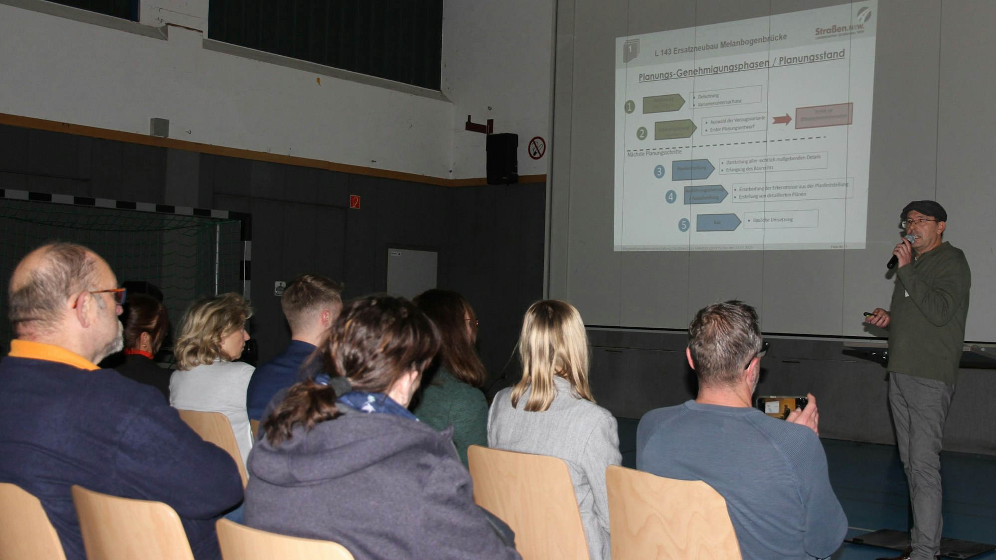 Informationsabend des Landesbetriebs Straßen.NRW zur Melanbogenbrücke mit Projektleiter Hans Schnitzler
