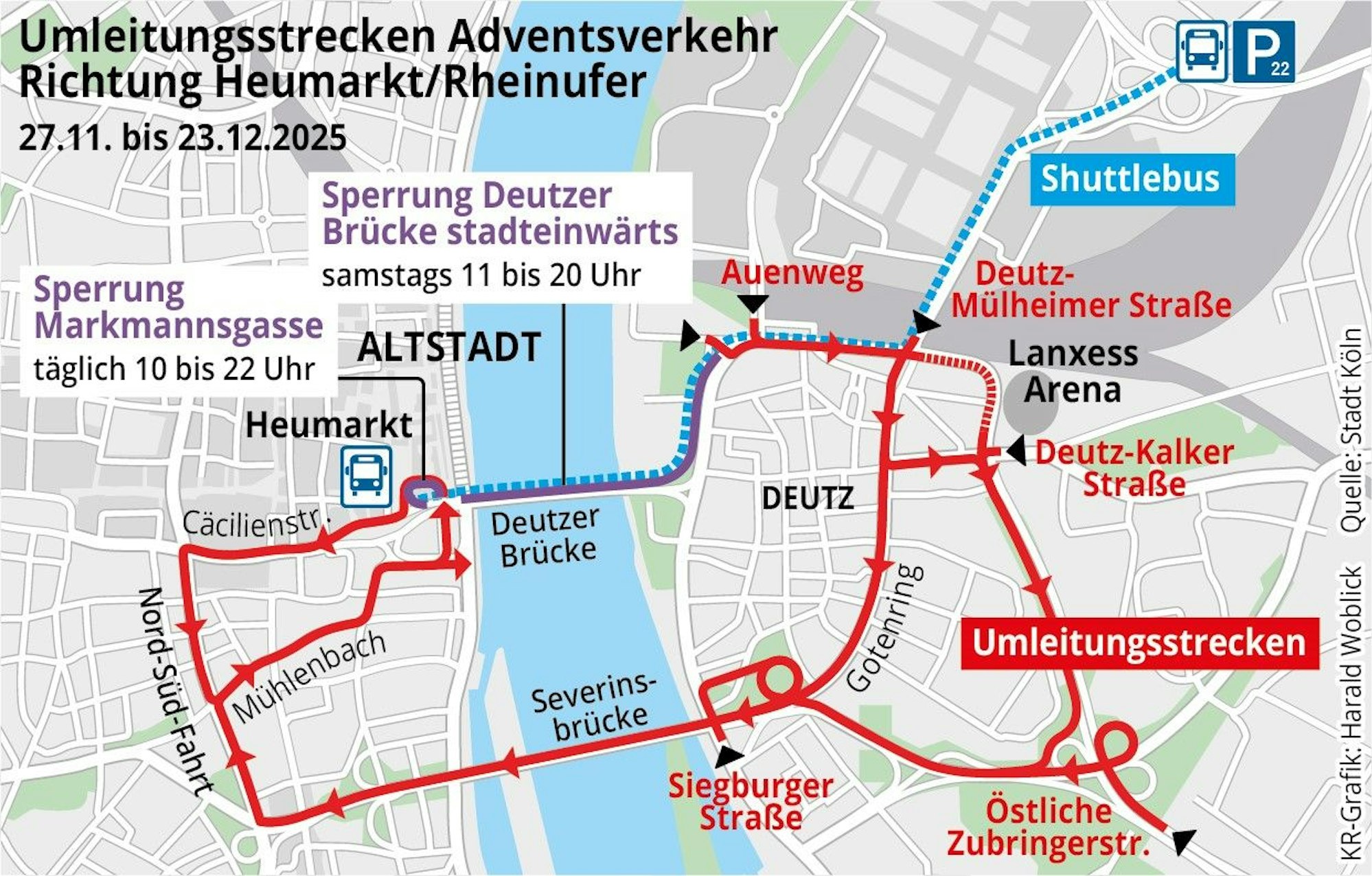 Das Verkehrskonzept der Stadt für die Adventszeit.