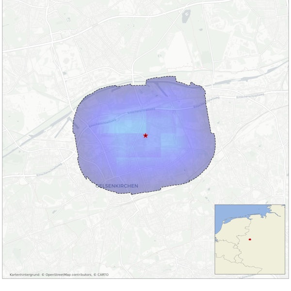 Die Karte zeigt den Bereich, in dem sich das Erdbeben in der Nacht zum Dienstag ereignet hat.